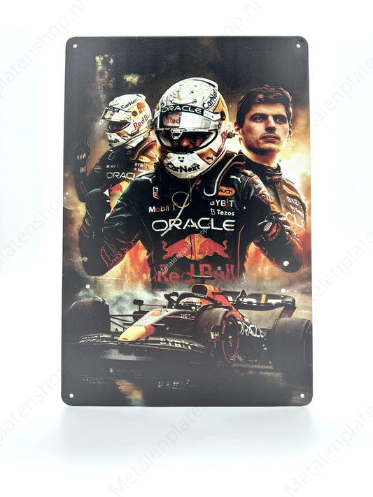 Max Verstappen - Juichend - Auto - Formule 1 - Metalen Wandbord