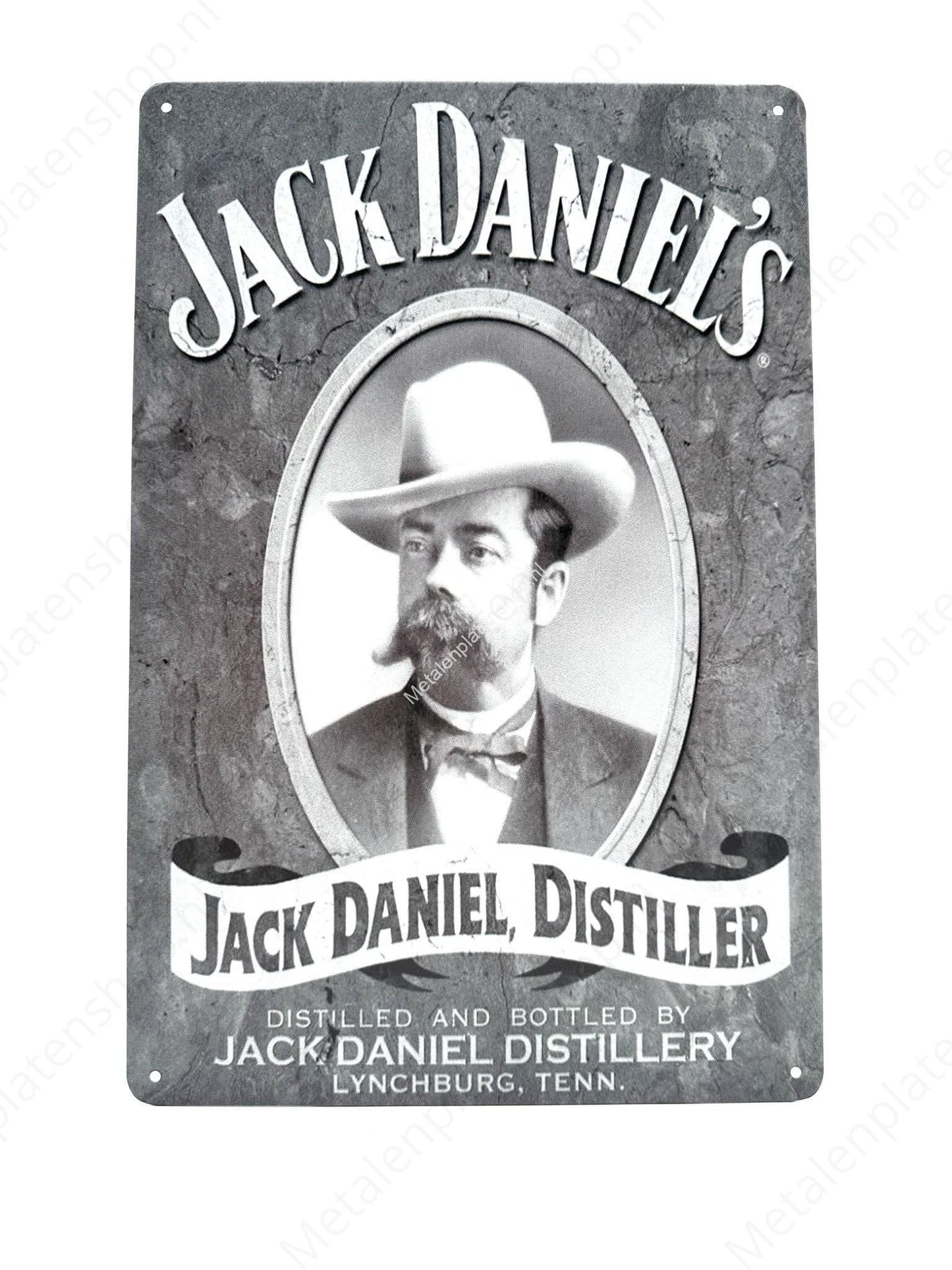 Jack Daniels – Schwarz/Weiß – Destillerie – Metallwandschild