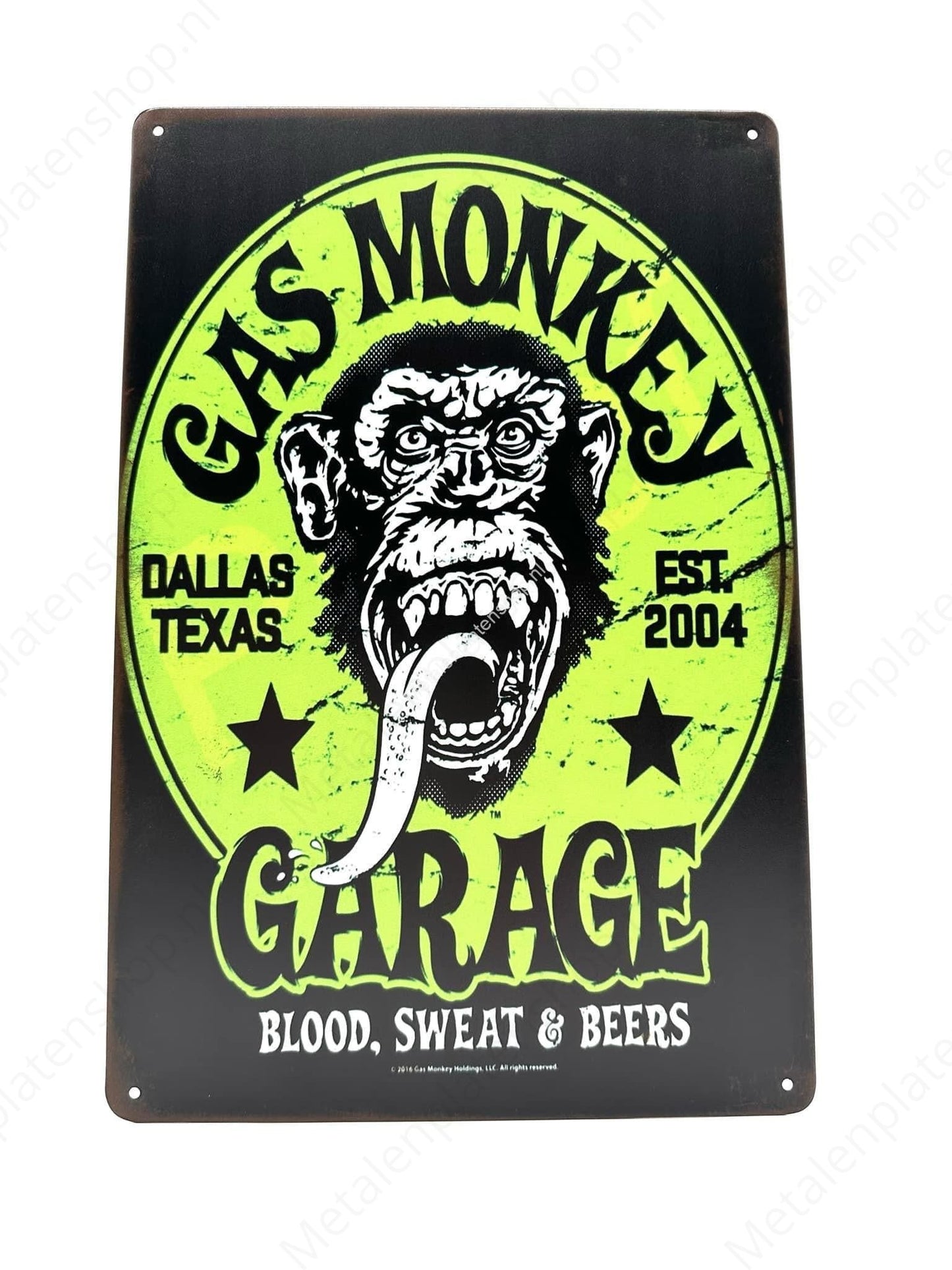 Gas Monkey - Garage - Blood Sweat &amp; Beers - Green - Metal Wall Sign