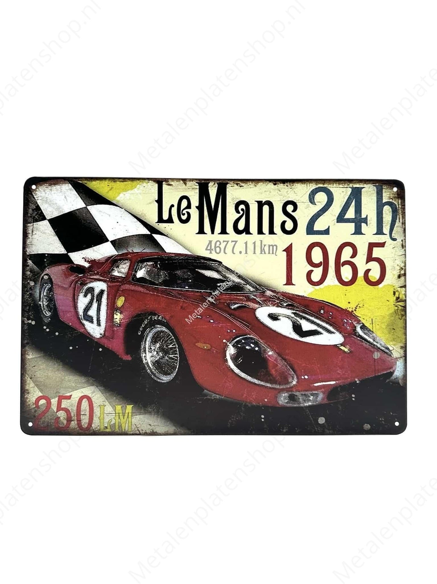 250LM - Vintage Race Car - 21 - Le Mans - 1965 - Metal Wall Sign