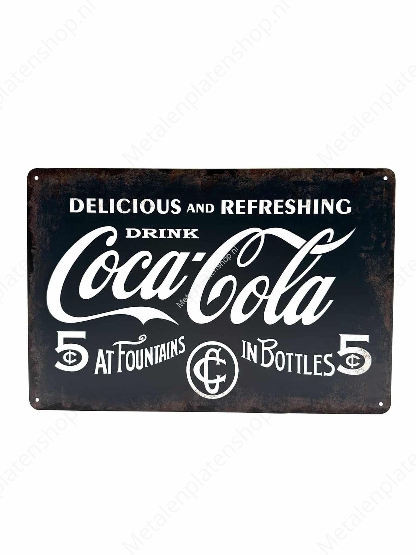 Coca Cola - Zwart - Metalen Wandbord