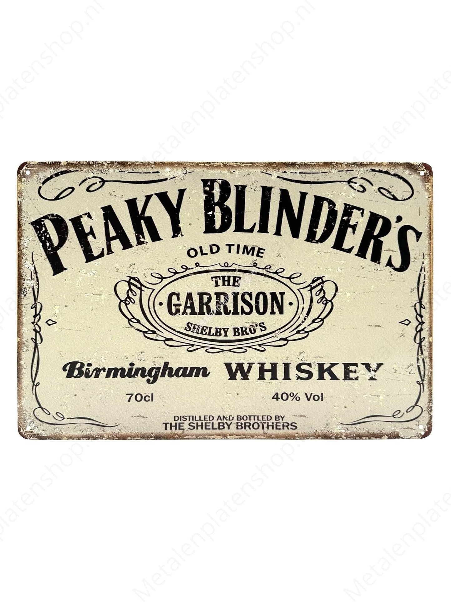 Peaky Blinders - Birmingham Whiskey - 40% - Metalen Wandbord
