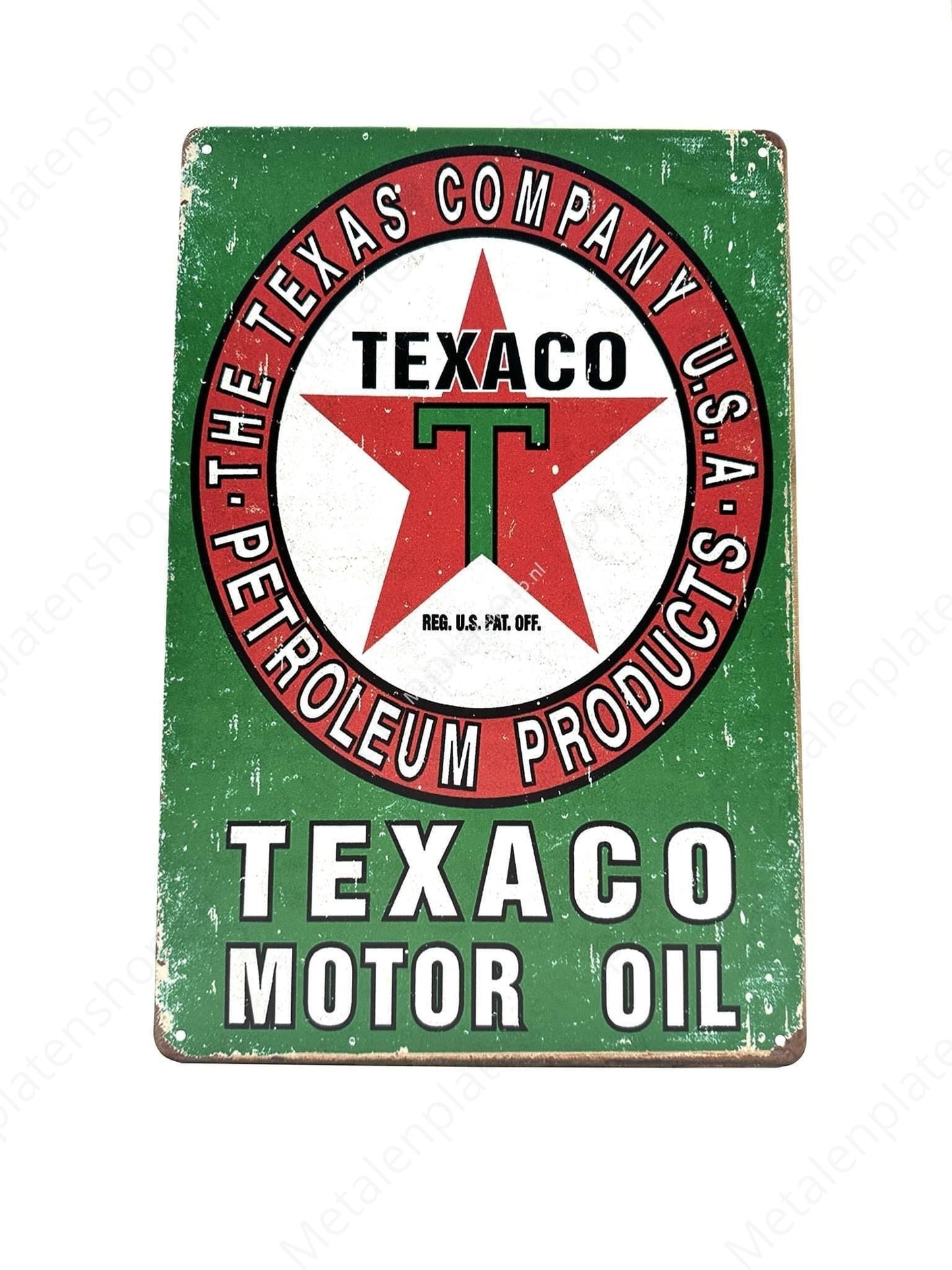 Texaco Motor Oil - Green - Metal Wall Sign