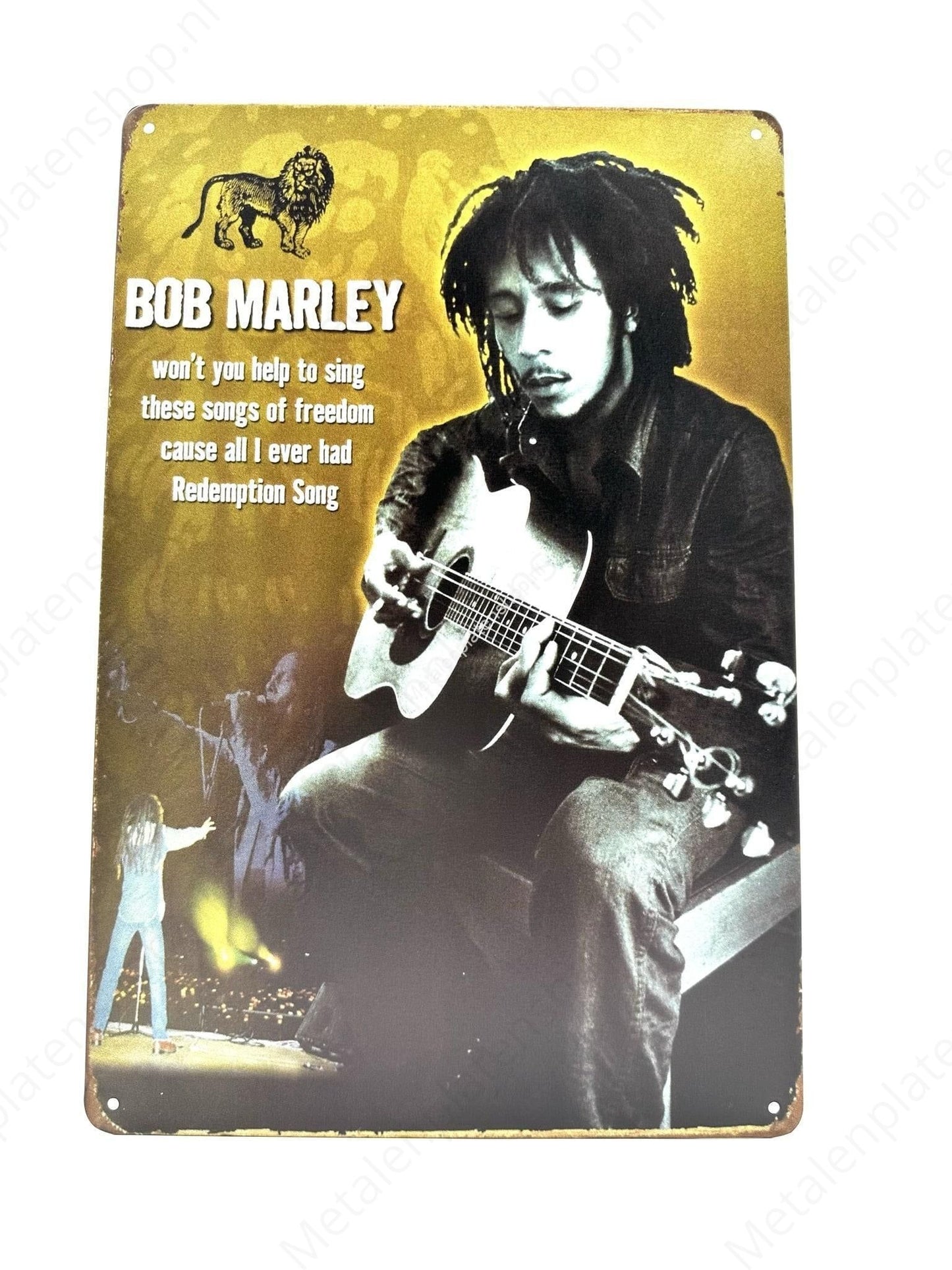 Bob Marley - Won't you help to sing these songs of freedom - Metalen Wandbord