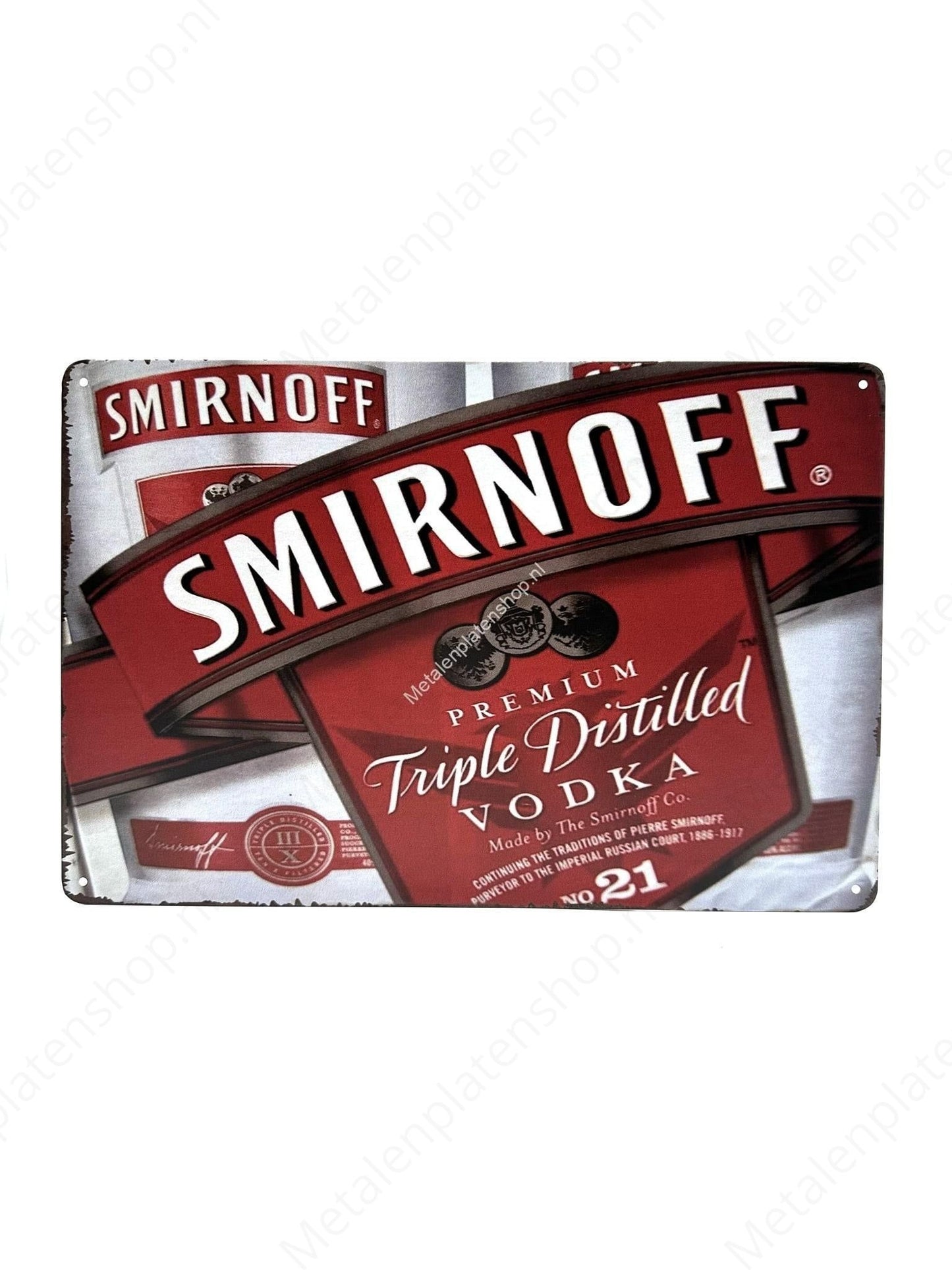 Smirnoff - Premium - Triple Distilled Vodka - Metalen Wandbord