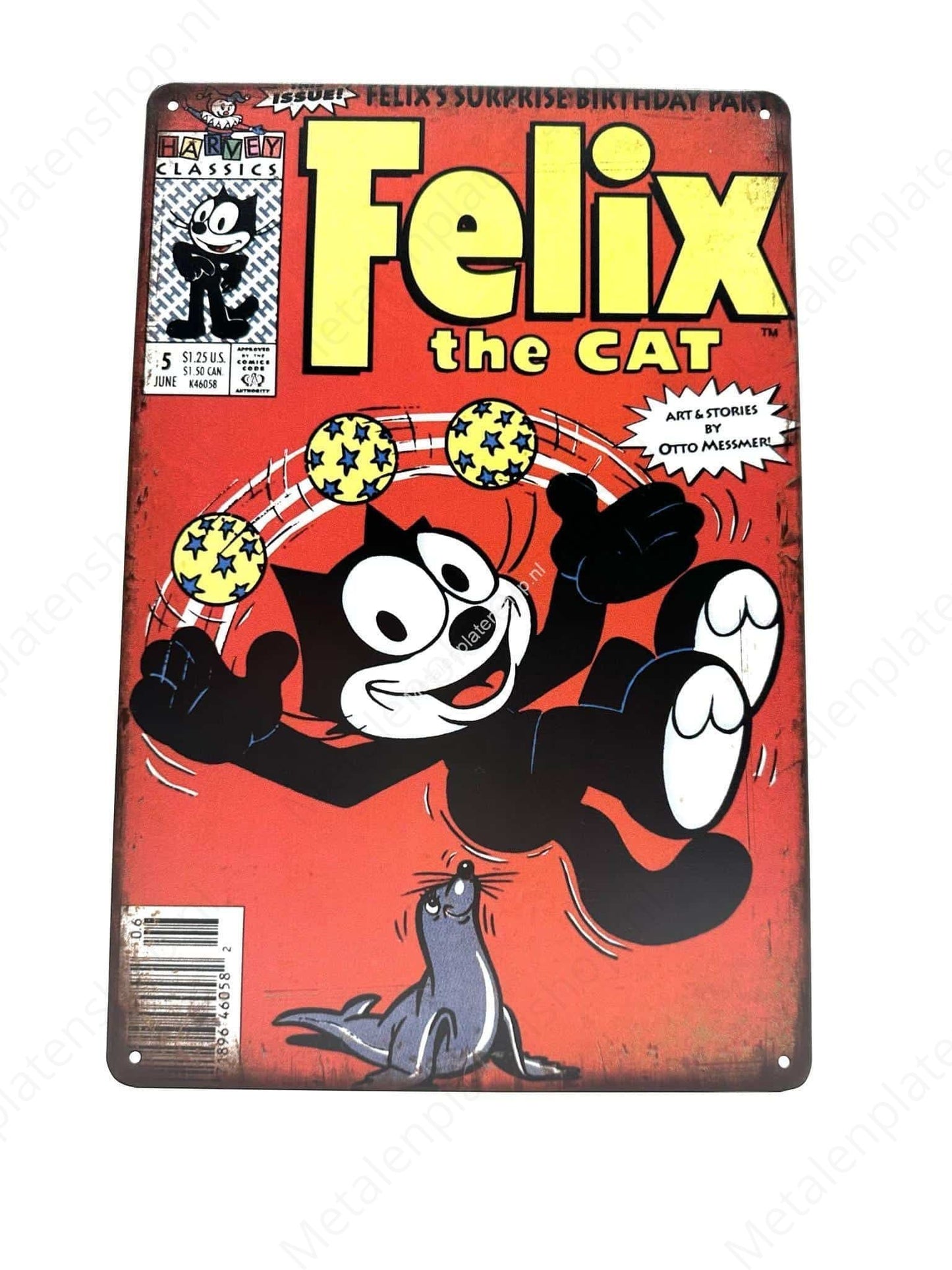 Felix the Cat - Surprise Birthday - Metal Wall Sign