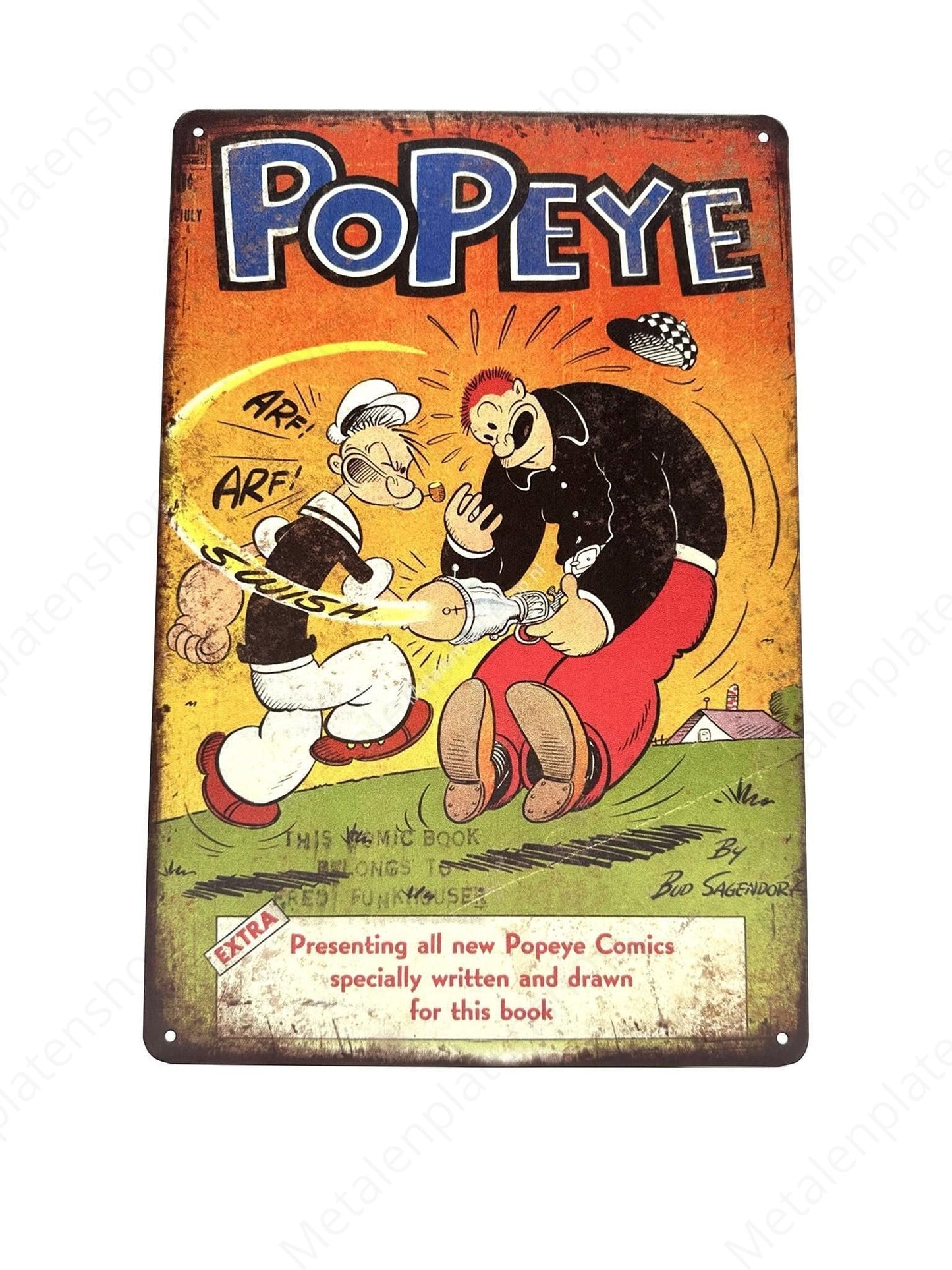 Popeye - Arf Arf - Metal Wall Sign
