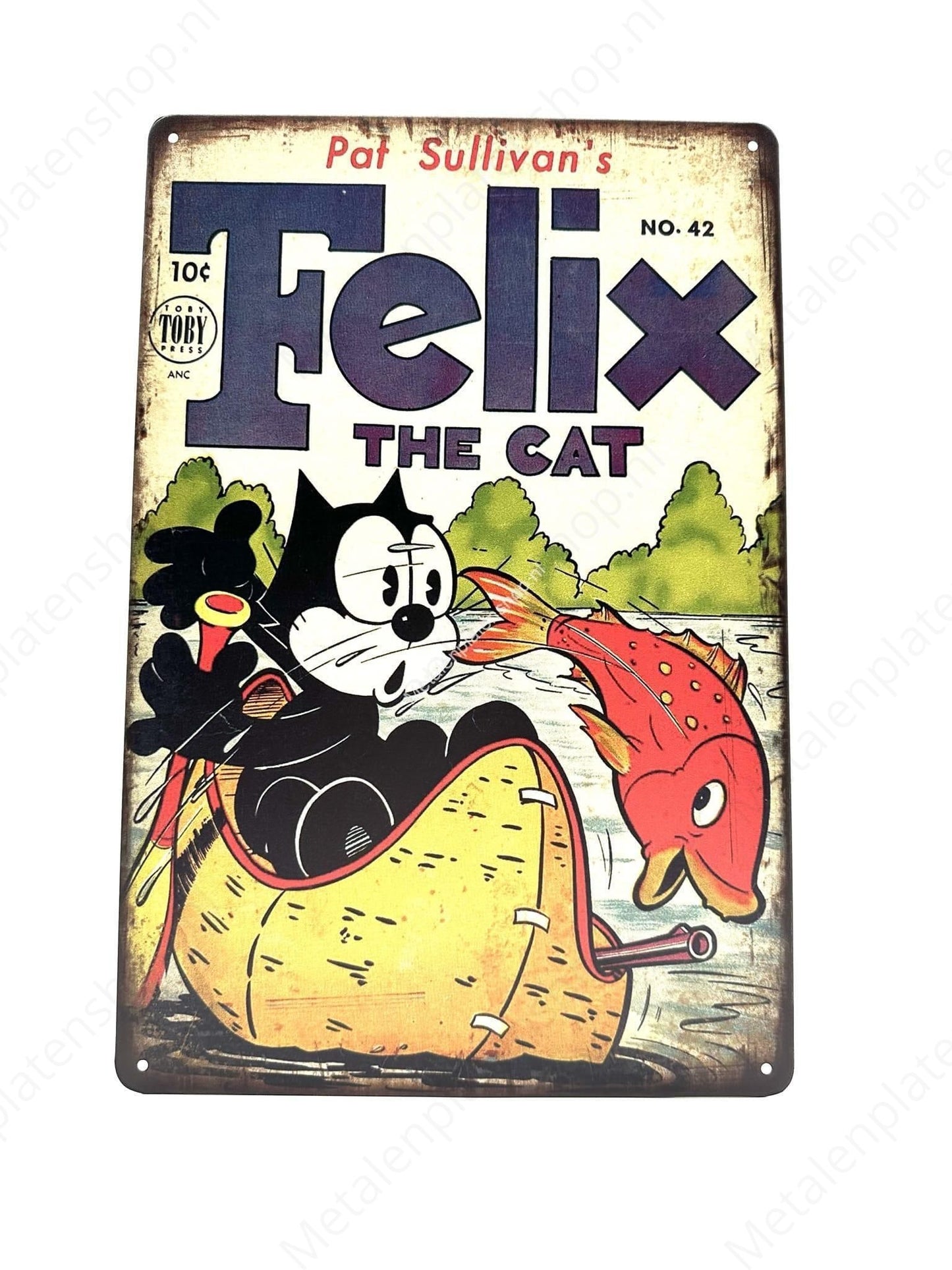 Felix the Cat - Fish - Metal Wall Sign