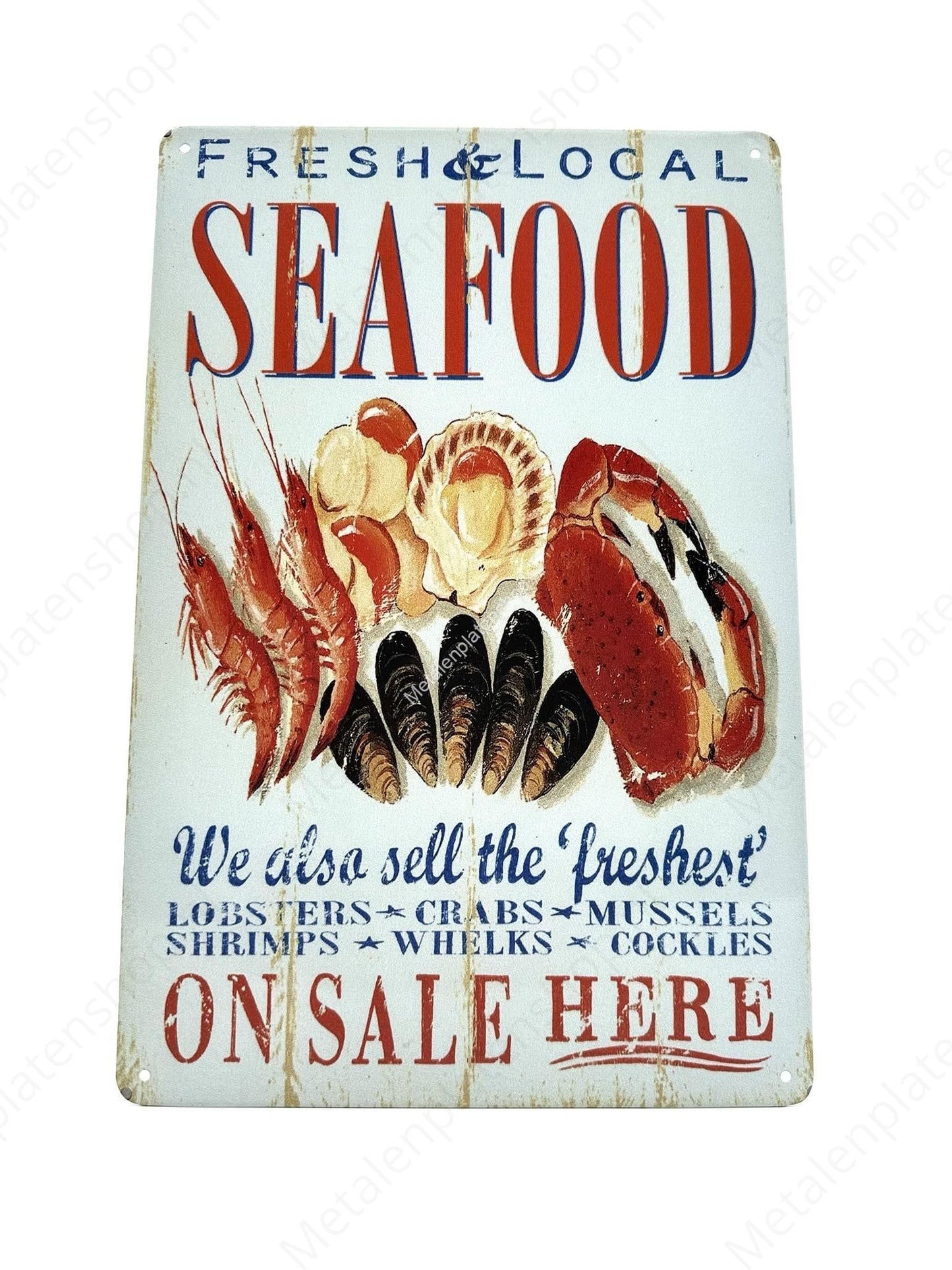 Fresh &amp; Local Seafood - Metalen Wandbord
