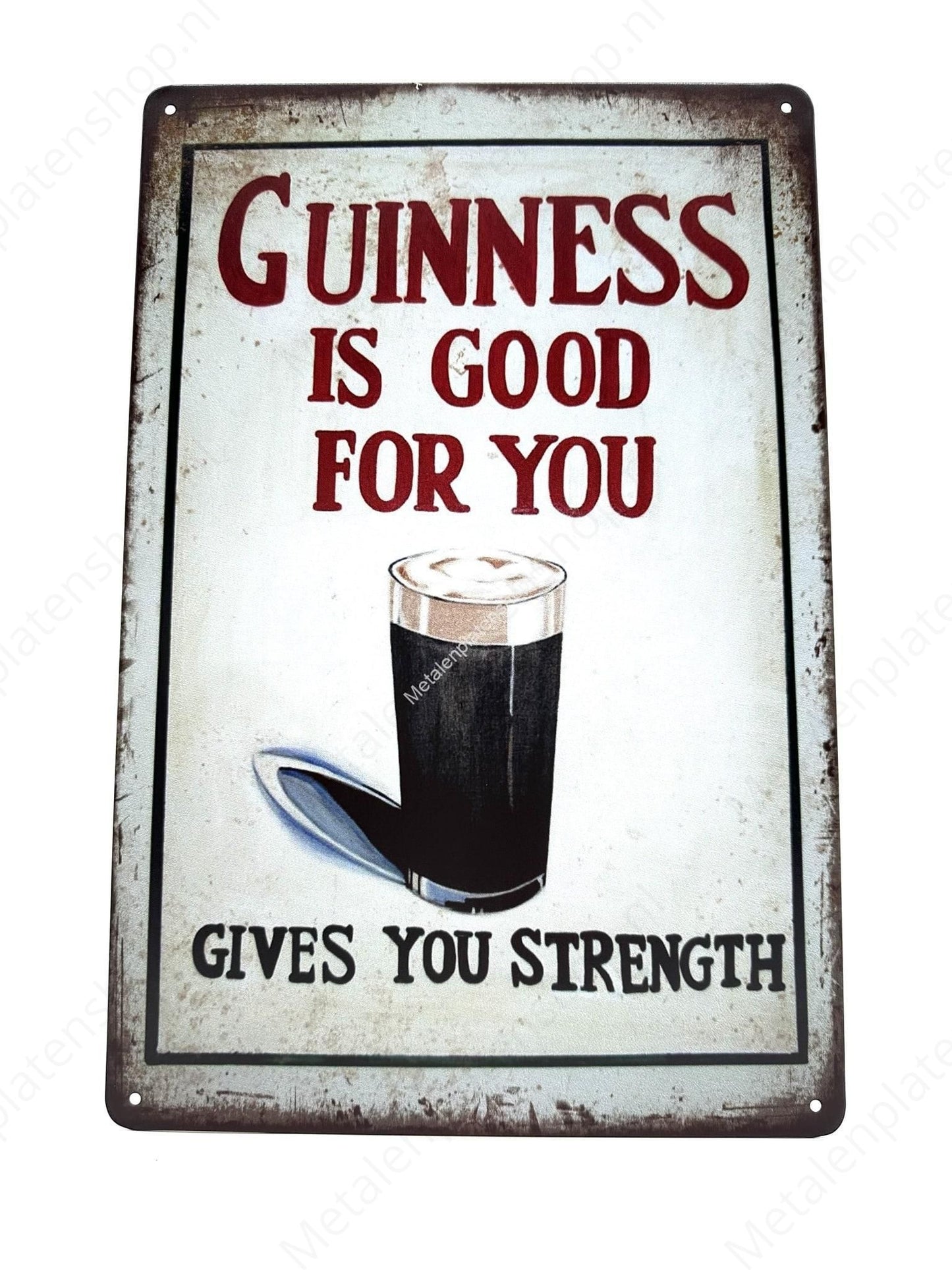 Guinness is good for you - Gives you strength - Metalen Wandbord
