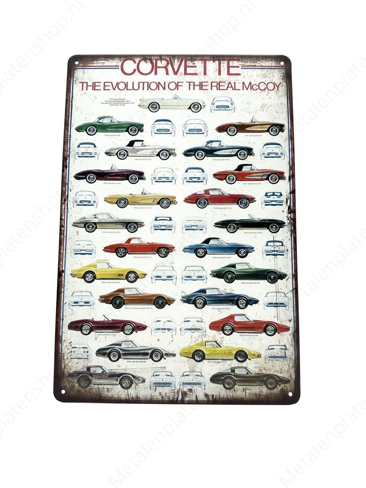 Corvette - The evolution of the real McCOY - Metal Wall Sign
