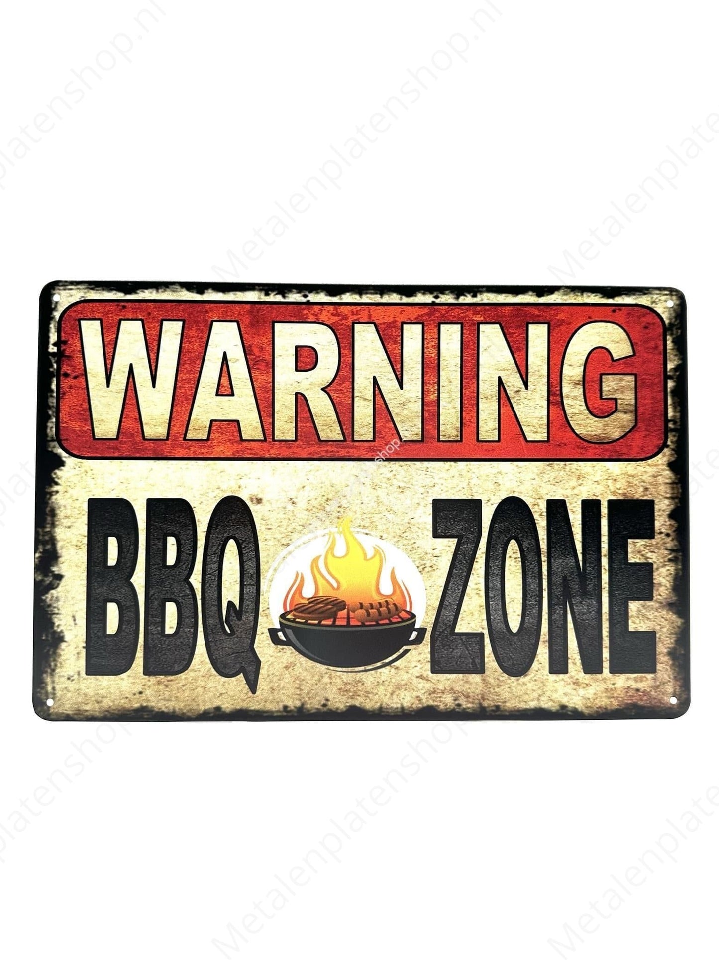 Warning BBQ zone - Metal Wall Sign