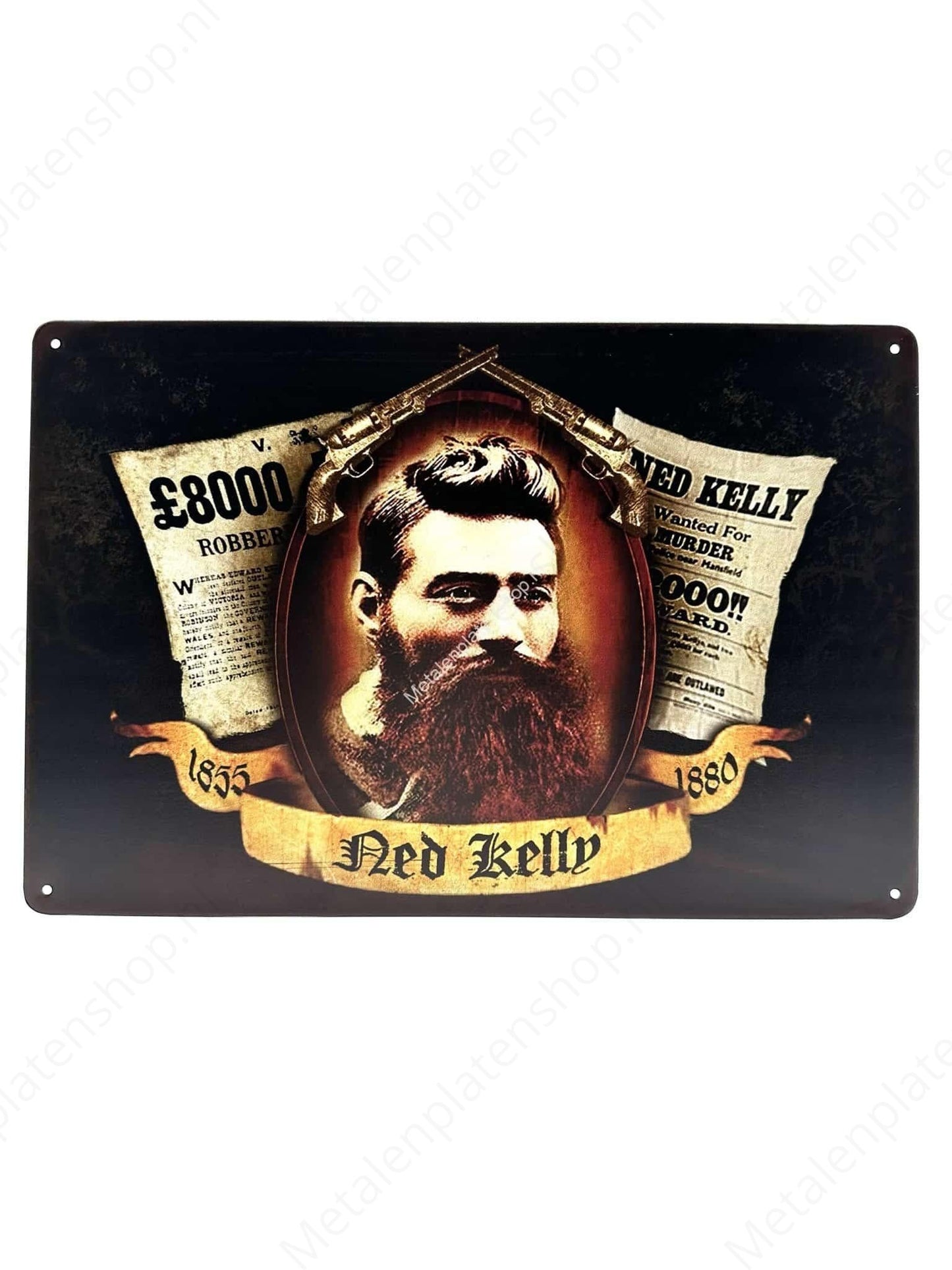 Ned Kelly - Wanted - Metalen Wandbord