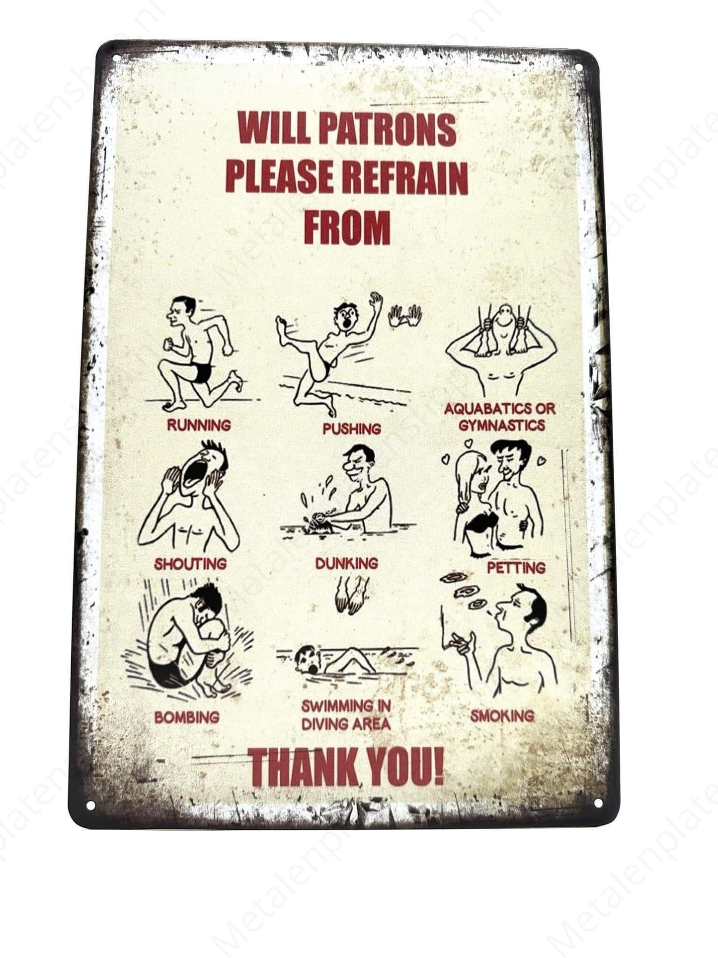 Zwembad Regels - Metalen Wandbord