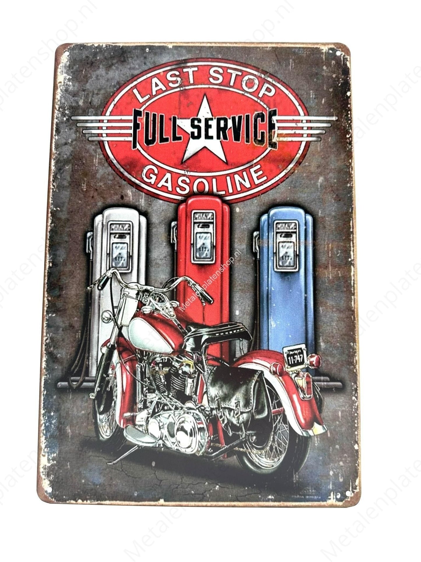 Motor - Last Stop - Full Service - Gasoline - Metal Wall Sign