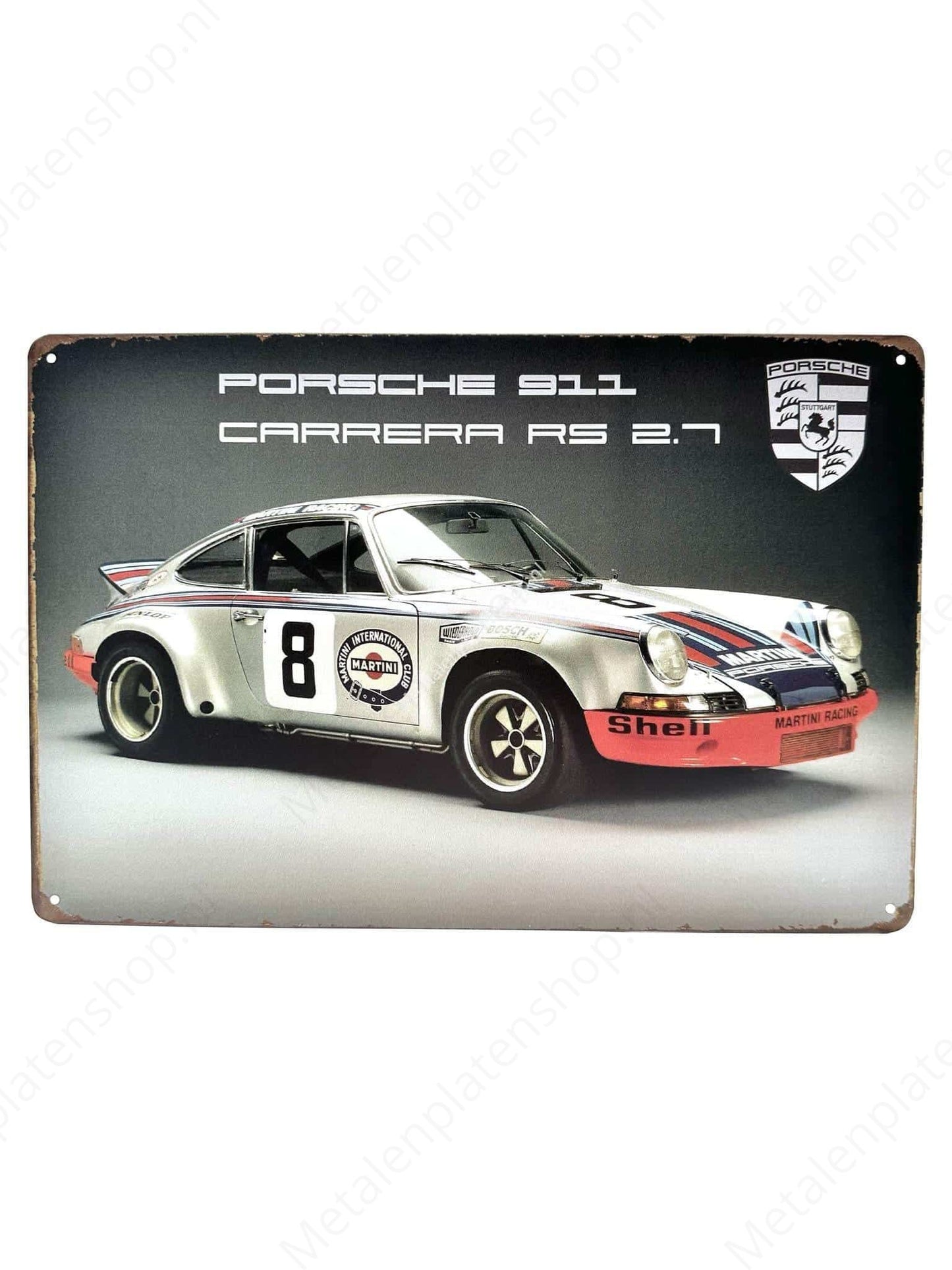 Porsche 911 - Carrera RS 2.7 - Metalen Wandbord