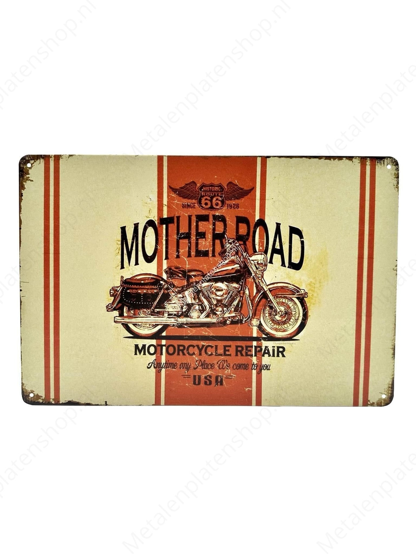 Mother Road - Motorcycle Repair - Metal Wall Sign