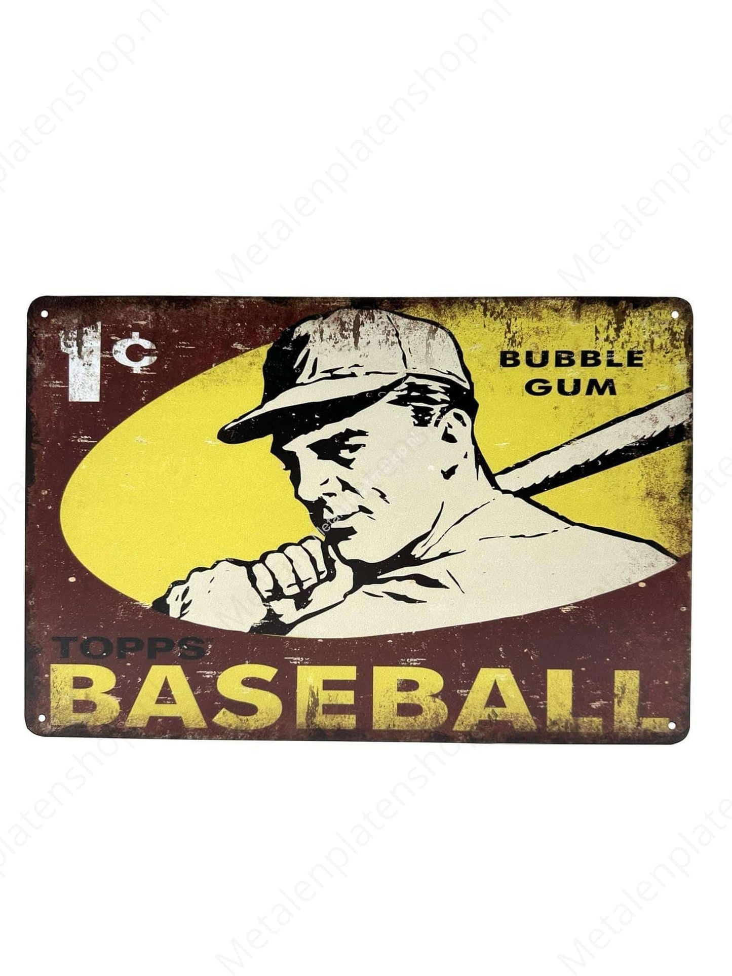 Baseball - Bubble Gum - Metal Wall Sign