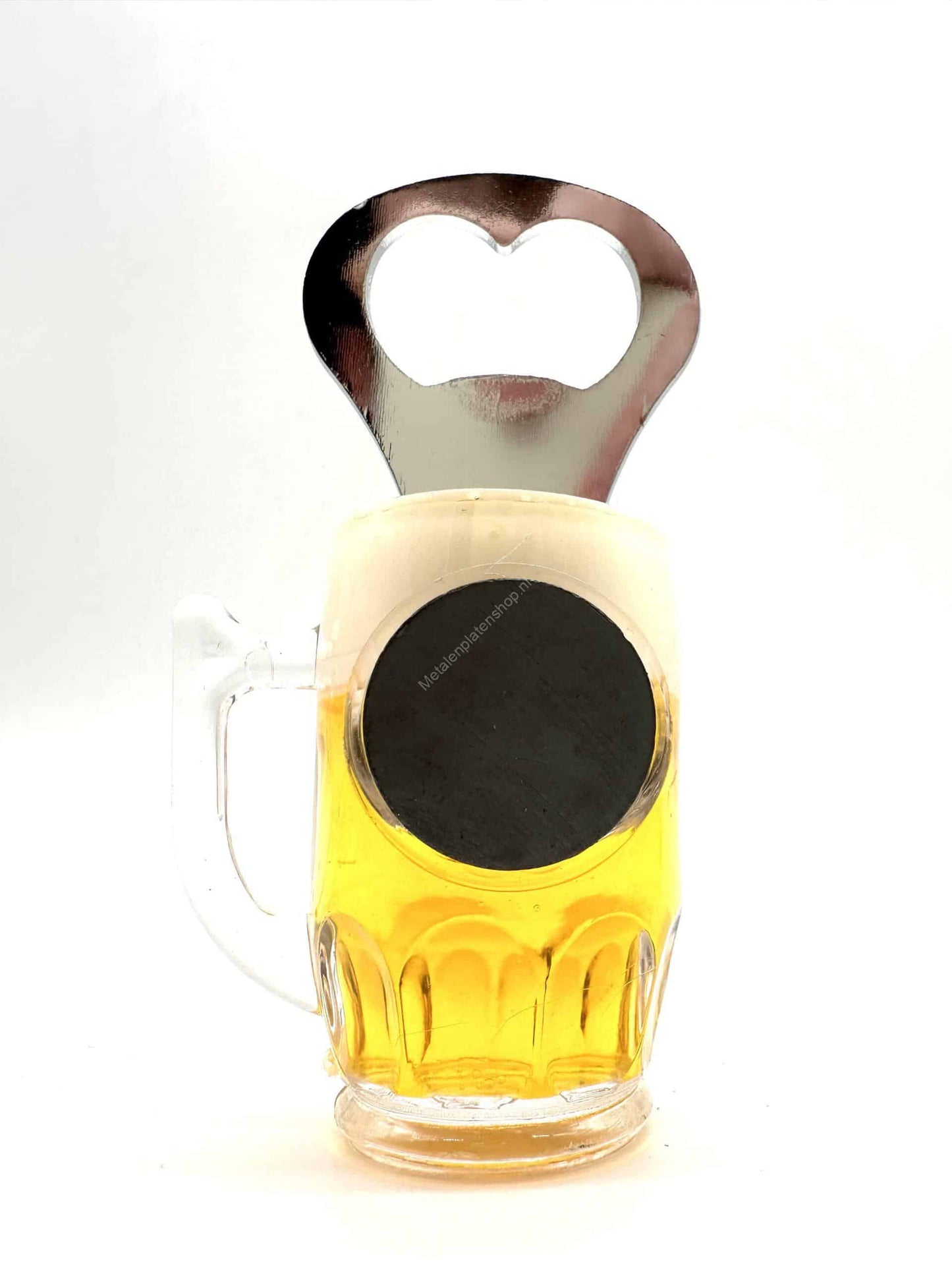 Beer or bottle opener with magnet - Beer glass without point - 12cm - Metal wall sign