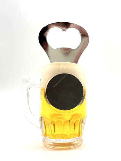 Beer or bottle opener with magnet - Beer glass without point - 12cm - Metal wall sign