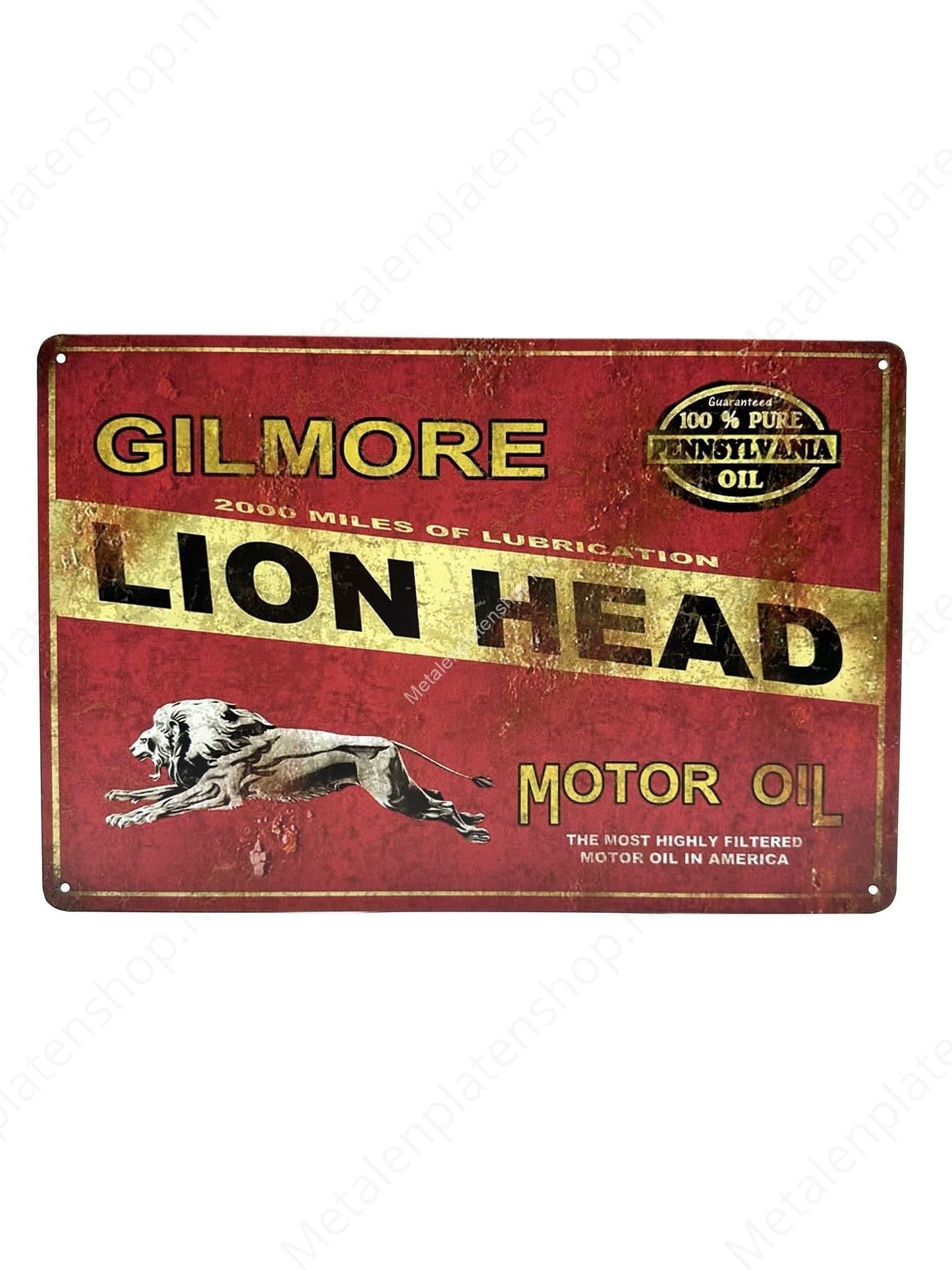 Gilmore Lion Head - Motor Oil - Metal Wall Sign
