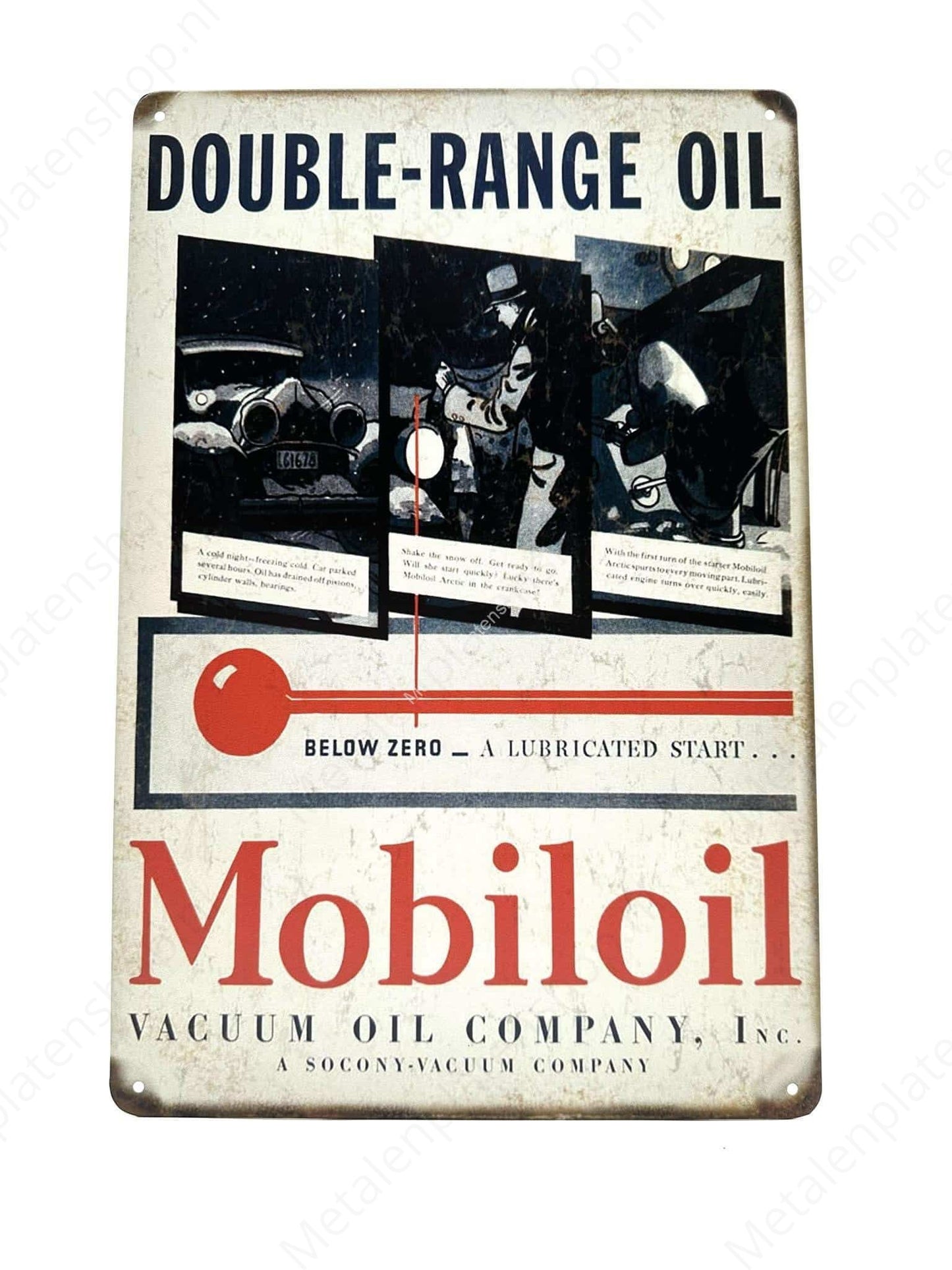 Double-Range Oil - Mobiloil - Metalen Wandbord