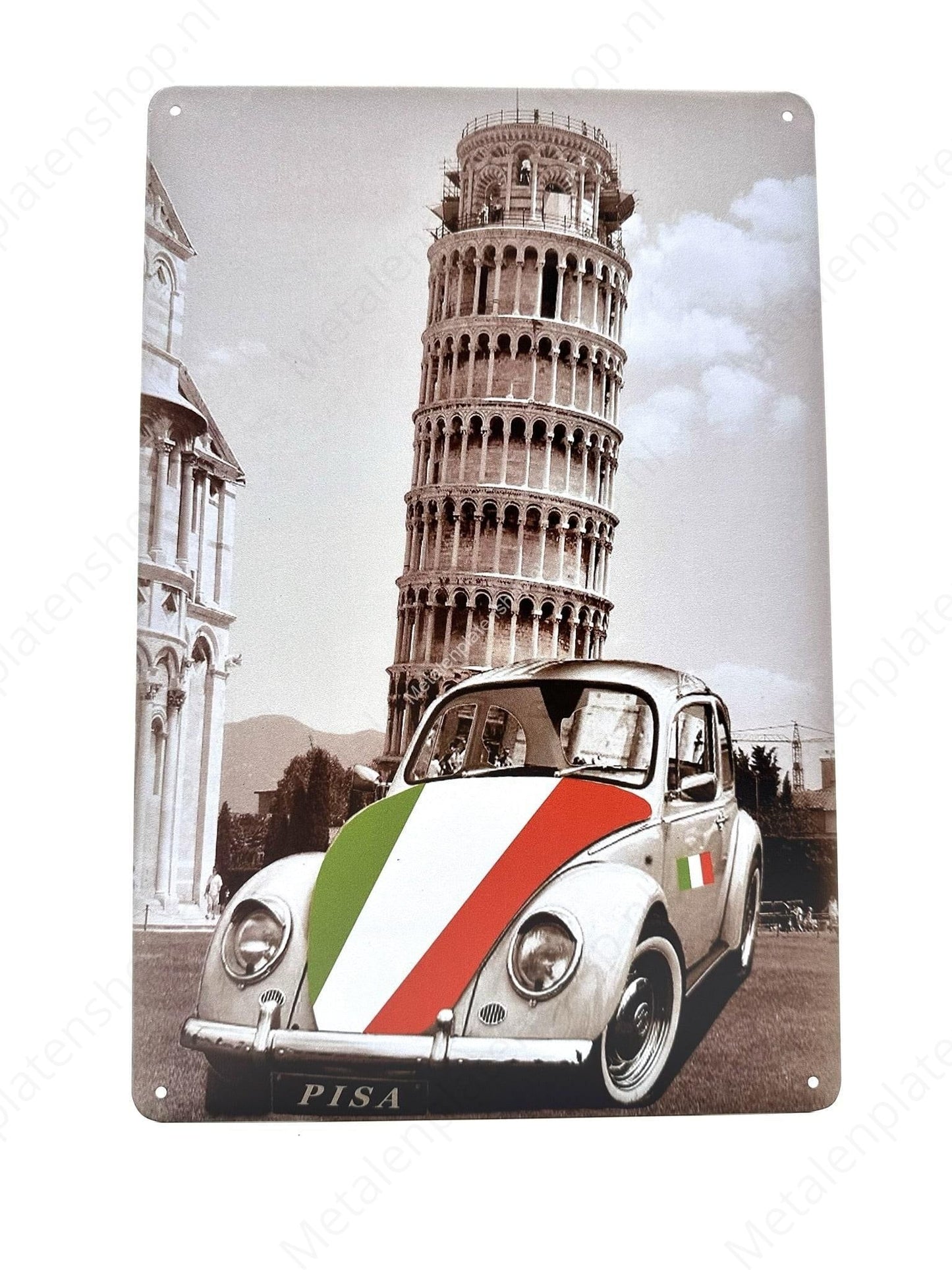 Beetle - Italy - Tower of Pisa - Metal Wall Sign