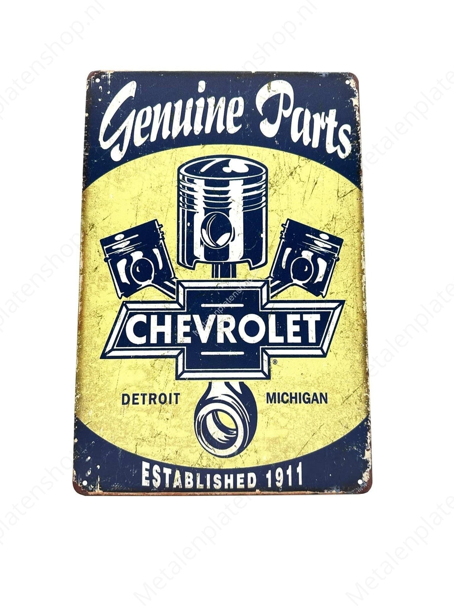 Genuine Parts - Chevrolet - Detroit - Michigan - Metalen Wandbord