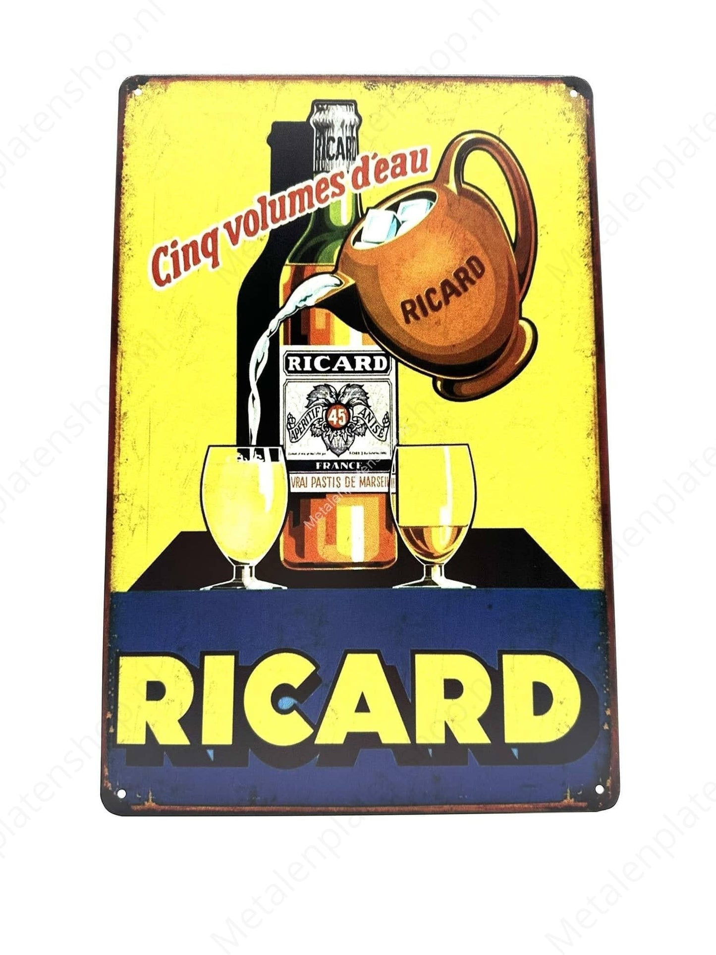 RICARD - Cinq volumes d'eau - Metal Wall Sign