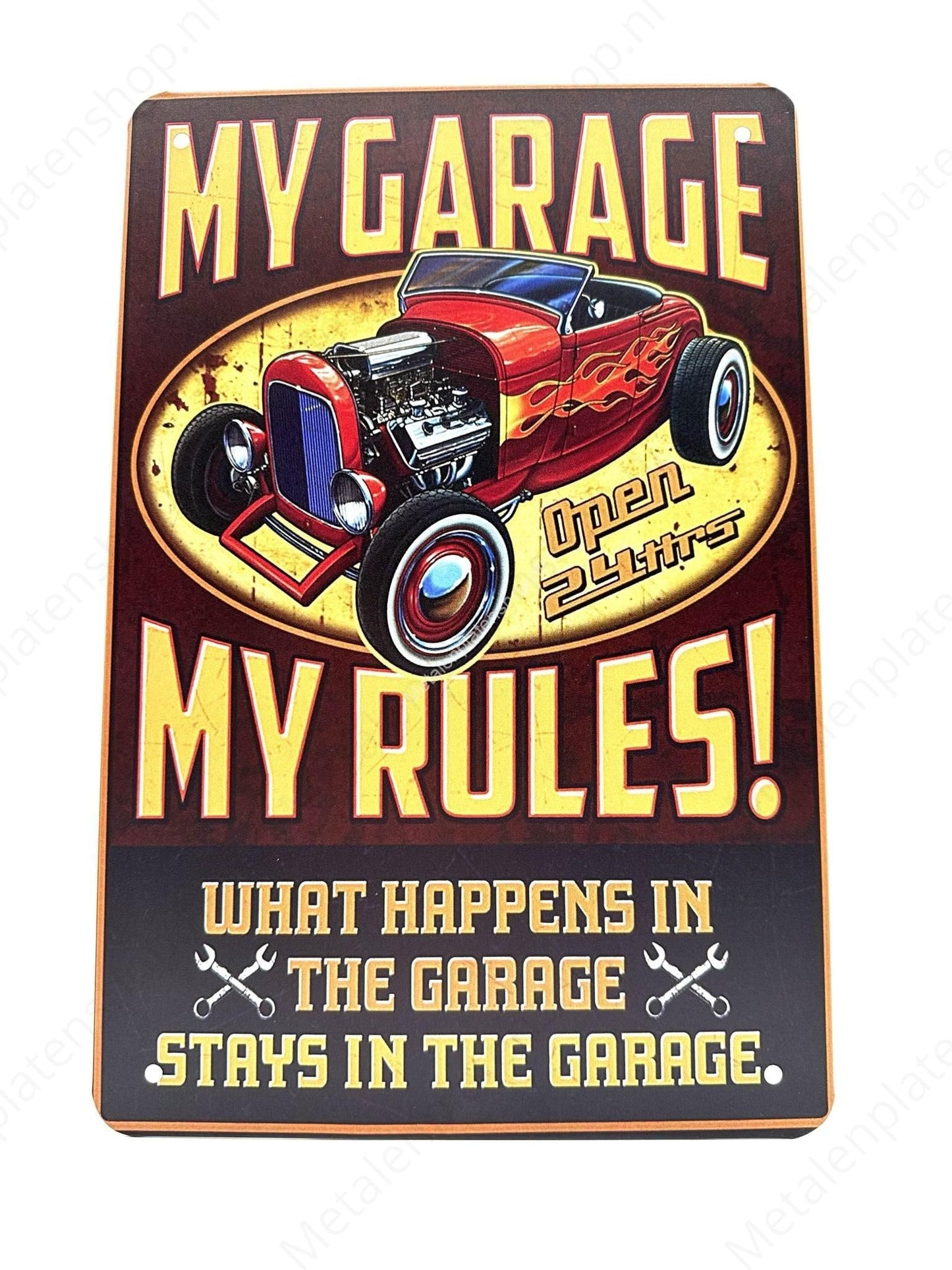 Meine Garage – Meine Regeln – Metallwandschild