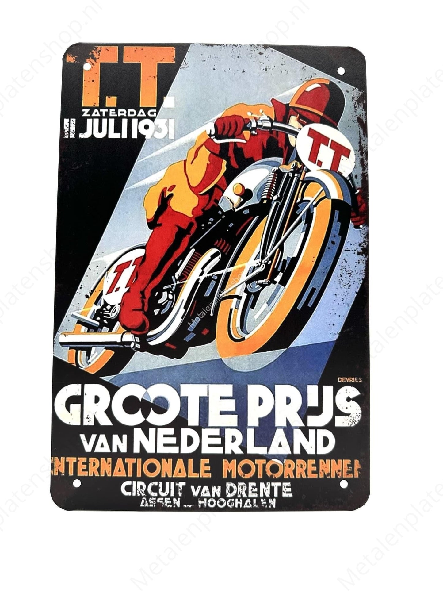 TT Assen - 1931 - Biggest prize in the Netherlands - International Motor Racing - Metal Wall Sign