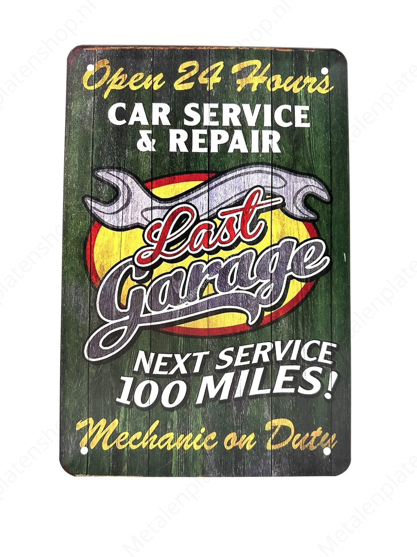 Open 24 hours - Car Service and Repair - Metal Wall Sign