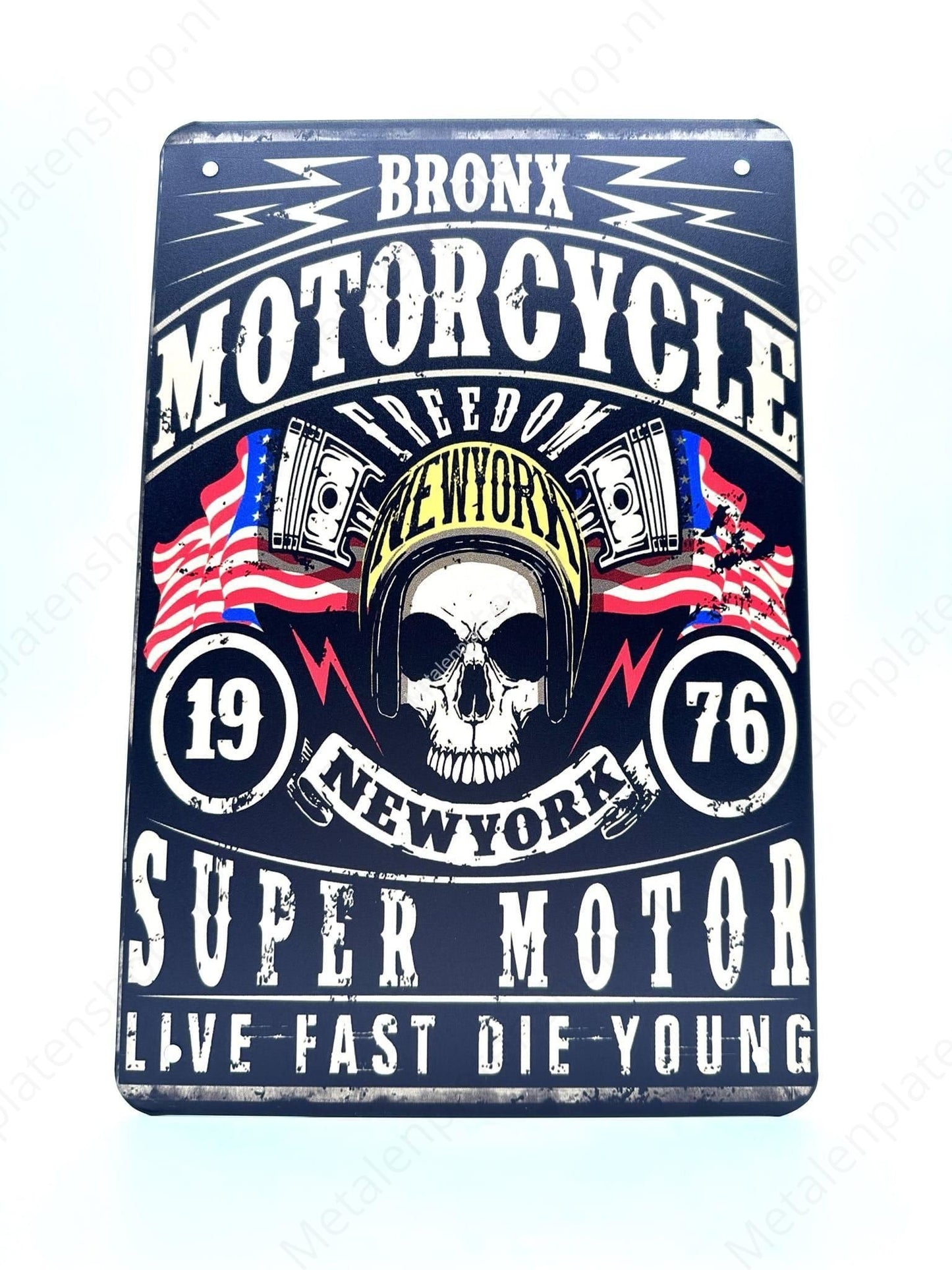 Bronx Motorcycle Free Dom - New York - Motorcycles - Metal Wall Sign