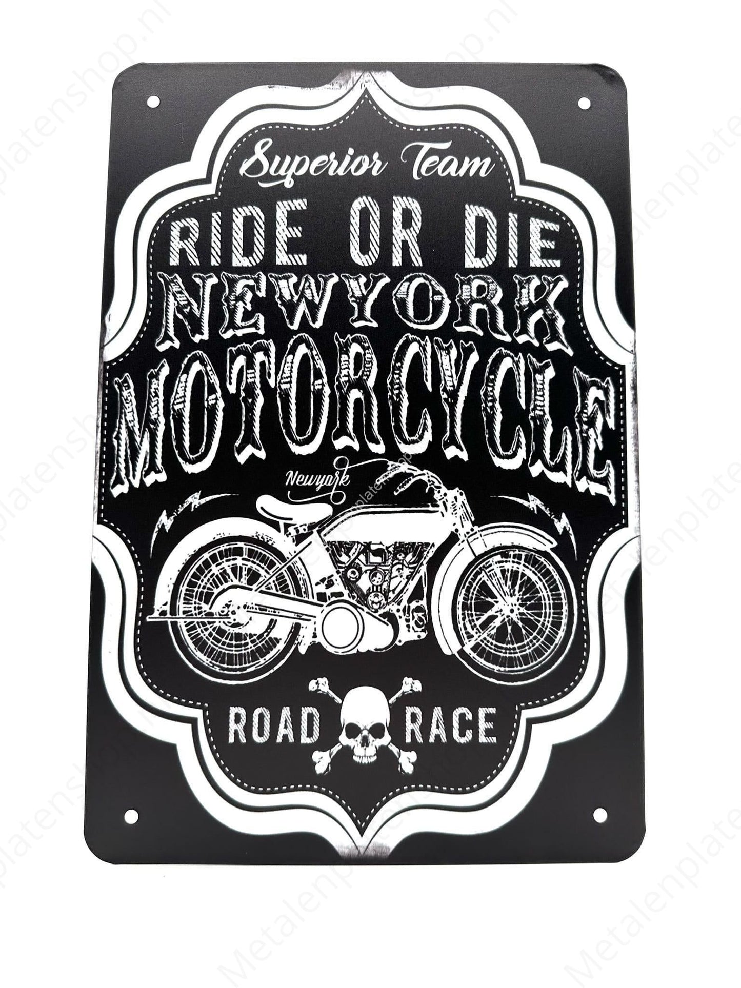 Ride or Die - New York - Motorcycle - Road Rage - Metalen Wandbord