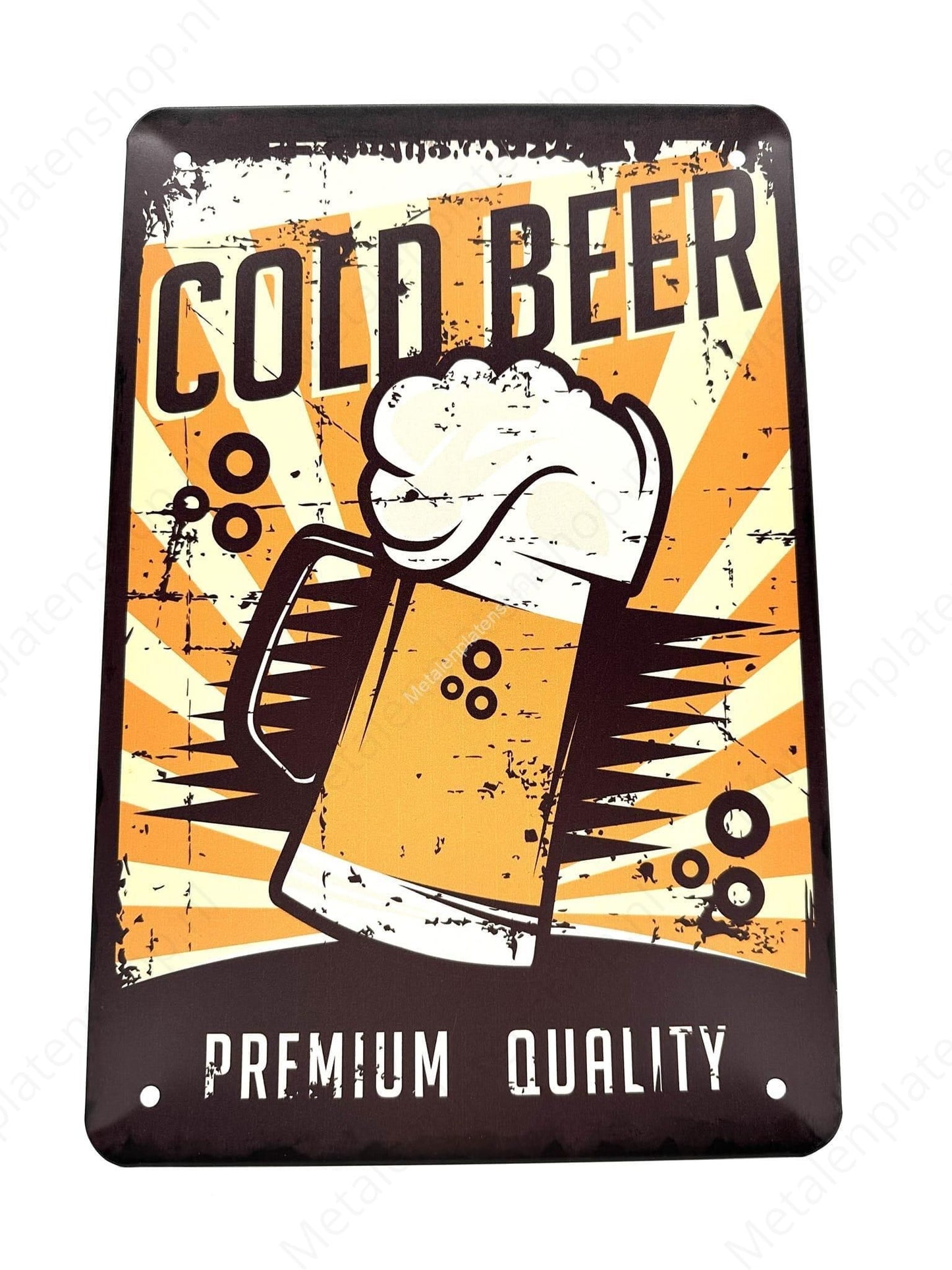 Cold Beer - Premium Quality - Metalen Wandbord