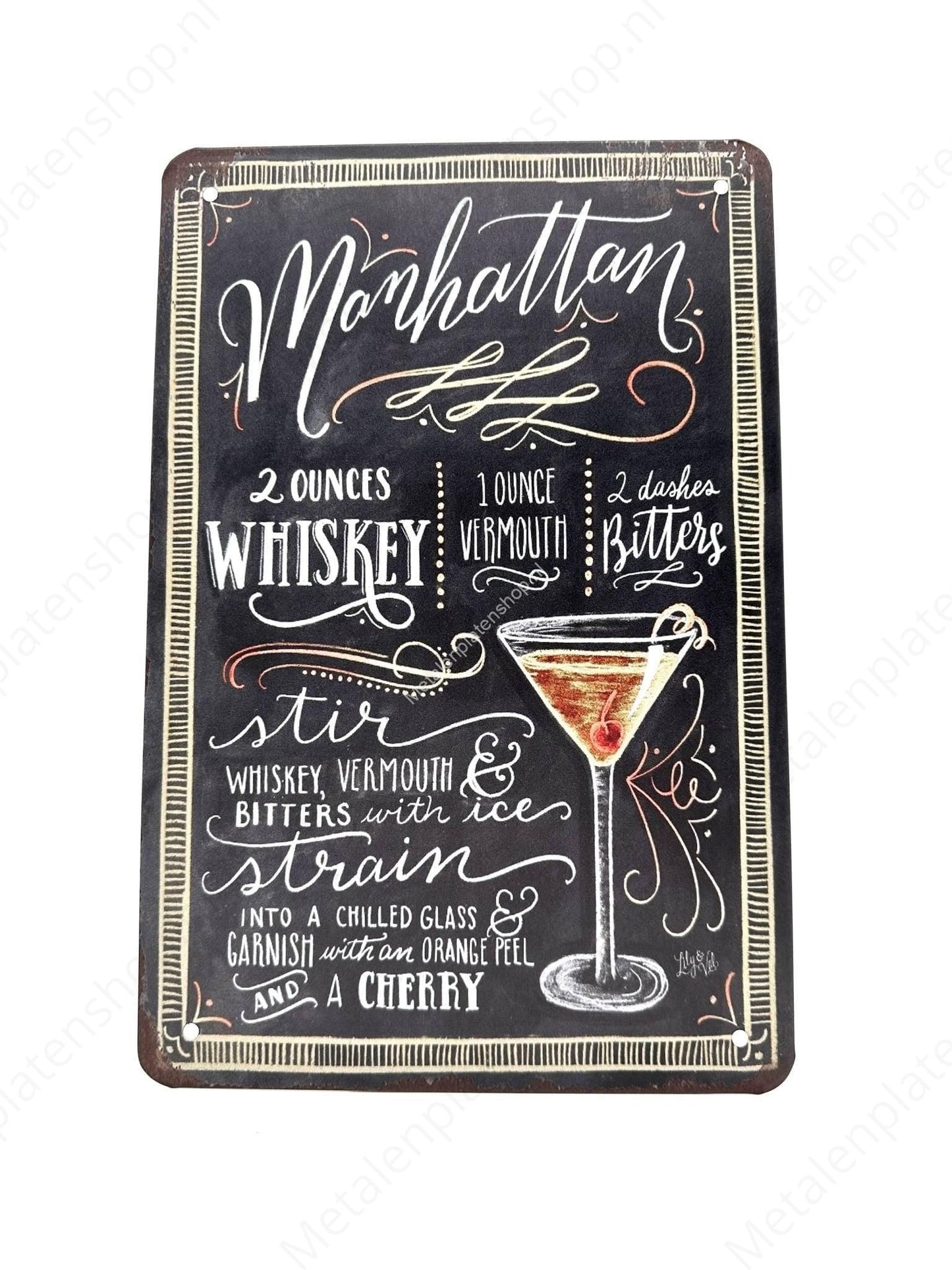 Manhattan - Cocktails - Metal Wall Sign