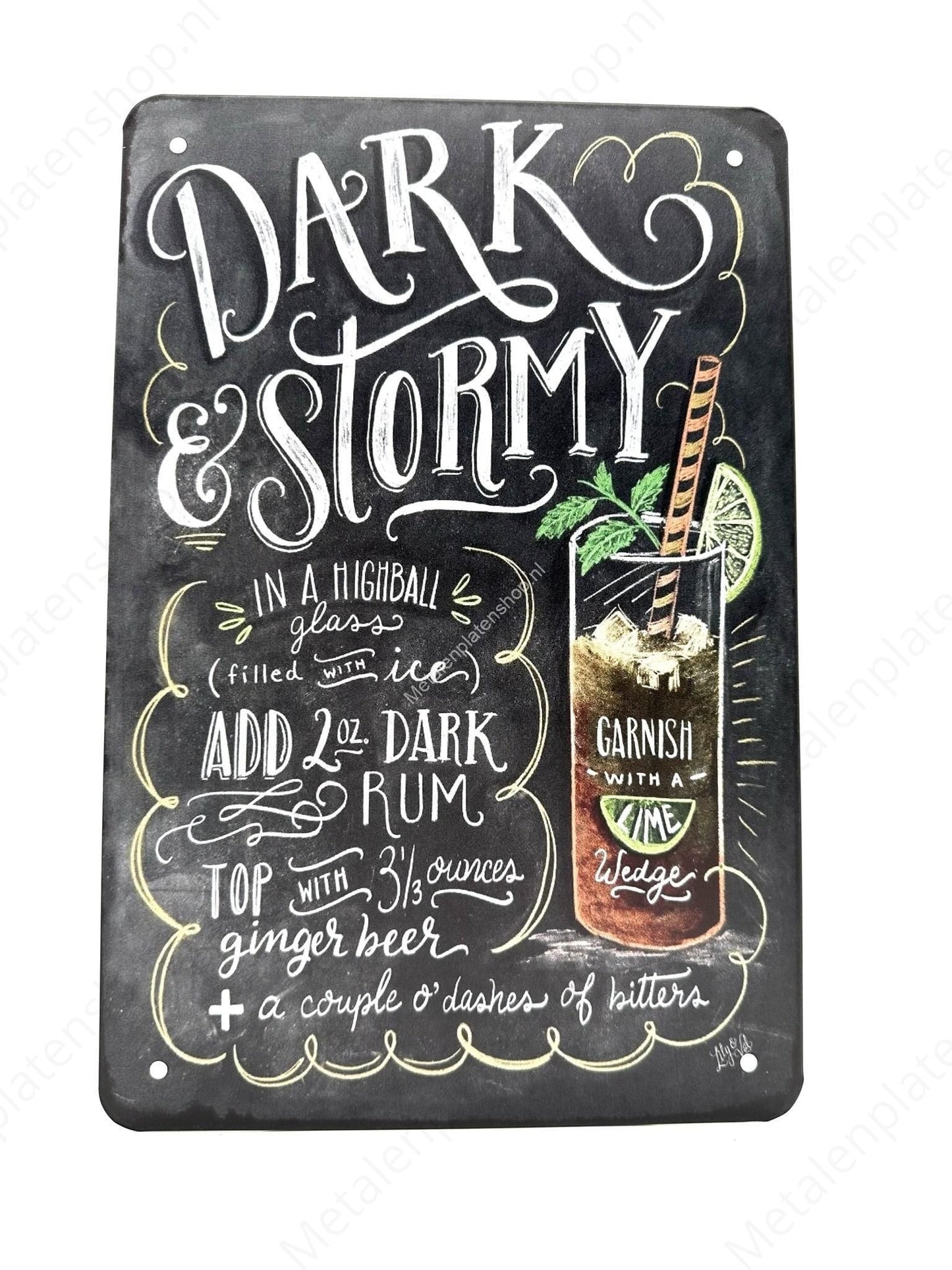 Dark &amp; ​​Stormy – Cocktails – Metallwandschild