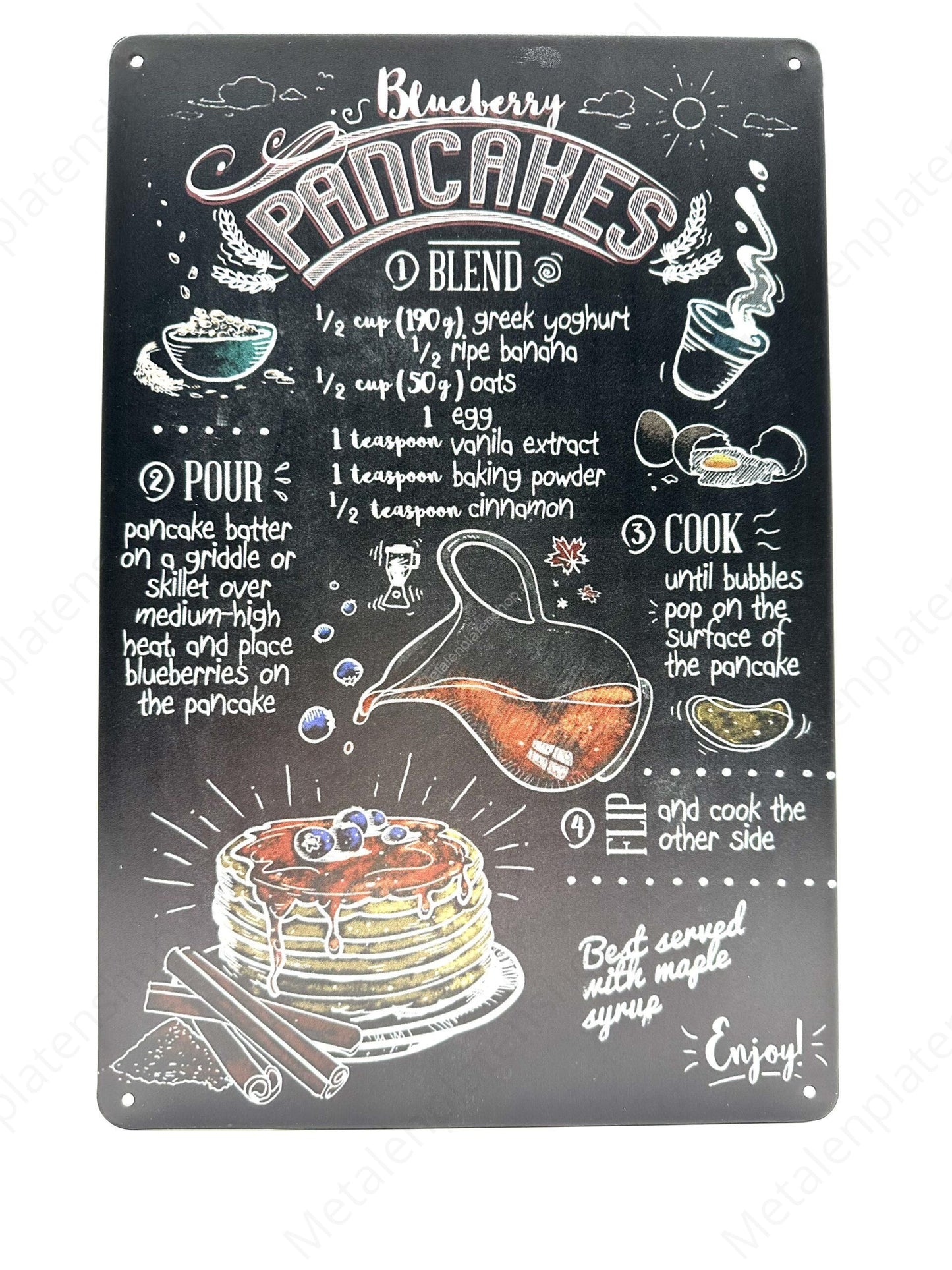 Blueberry Pancakes - Metal Wall Sign