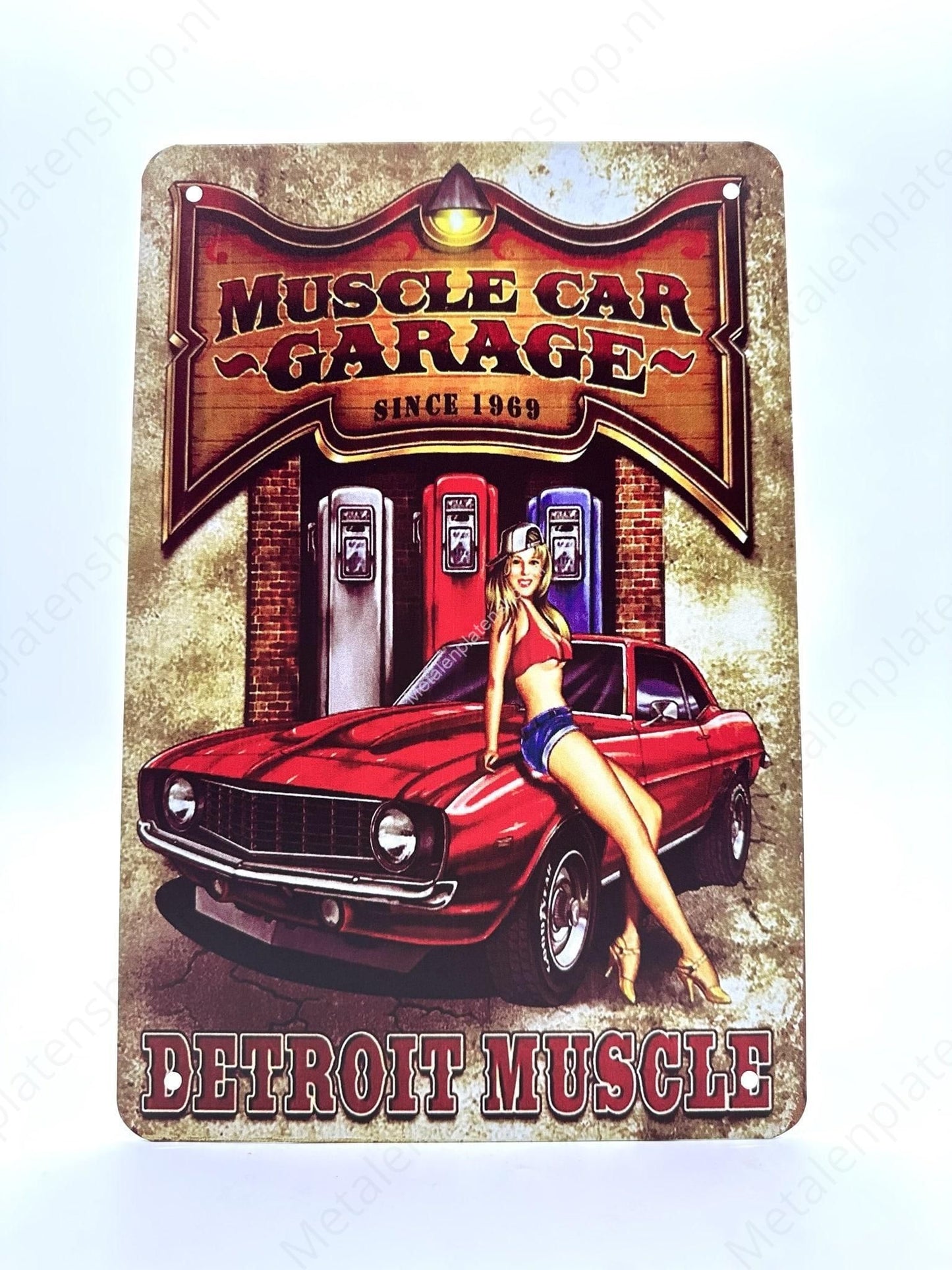 Muscle Car Garage – Seit 1969 – Detroit Muscle – Metallwandschild