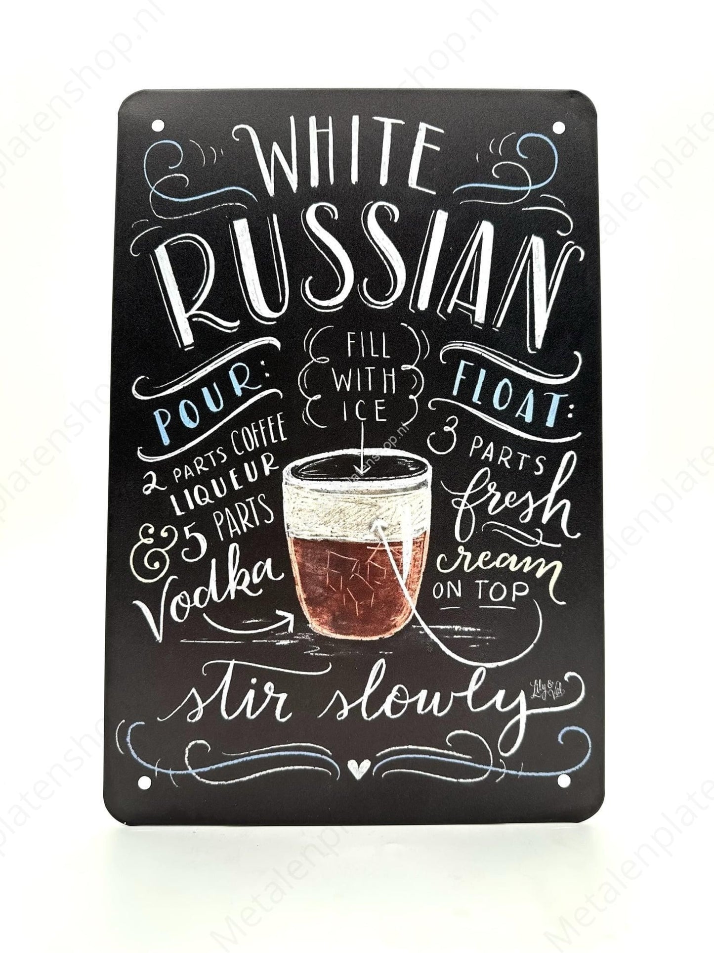 White Russian - Cocktails - Metal Wall Sign