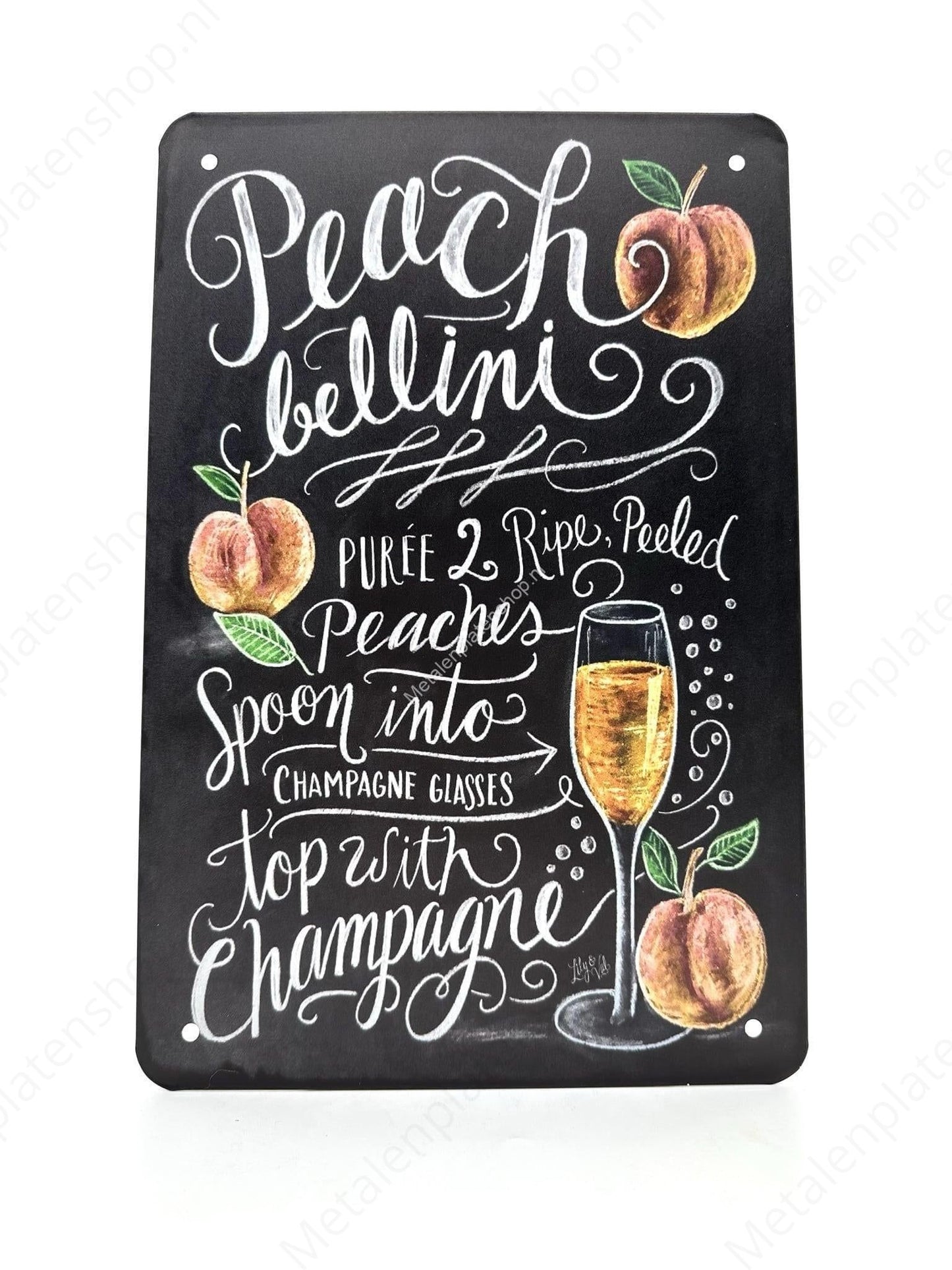 Peach Bellini - Cocktails - Metal Wall Sign