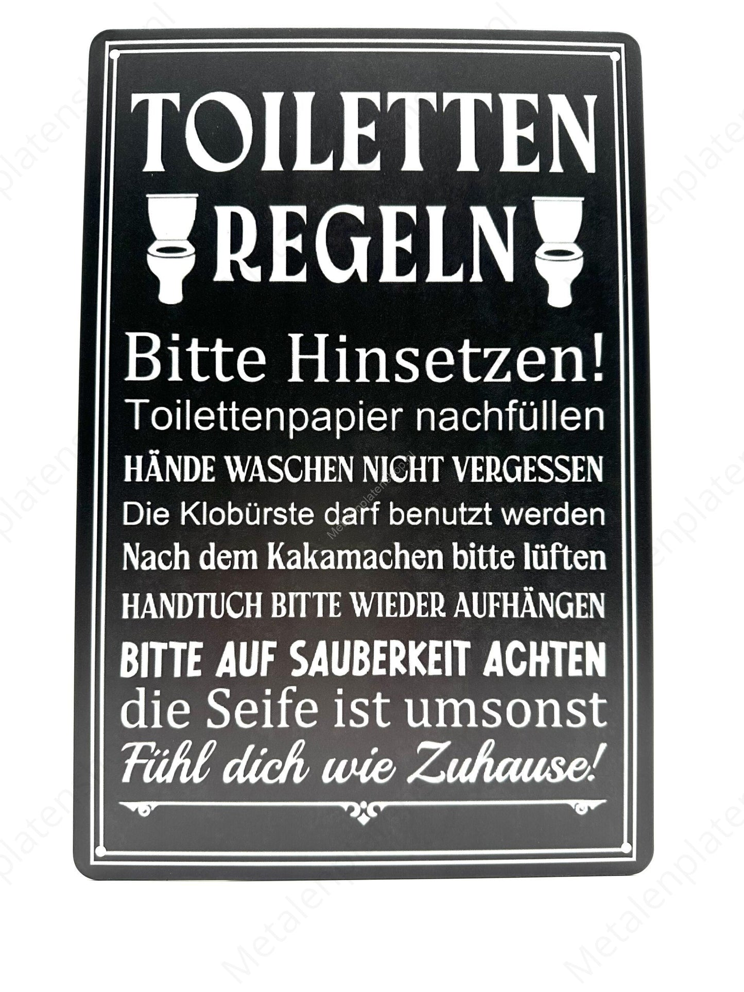Toilettenregeln - Deutsch - Metallwandschild