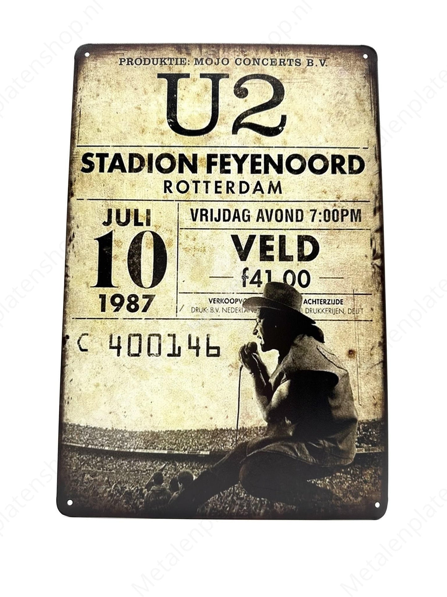 U2 - Feyenoord Stadium - Rotterdam - 1987 - Metal Wall Sign