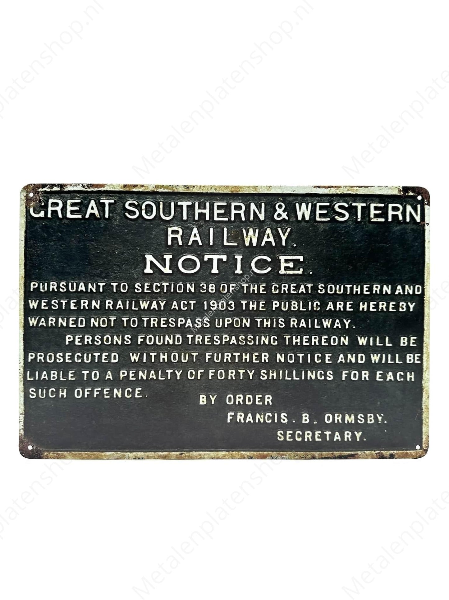 Great Southern &amp; Western Railway - Train - Metal Wall Sign