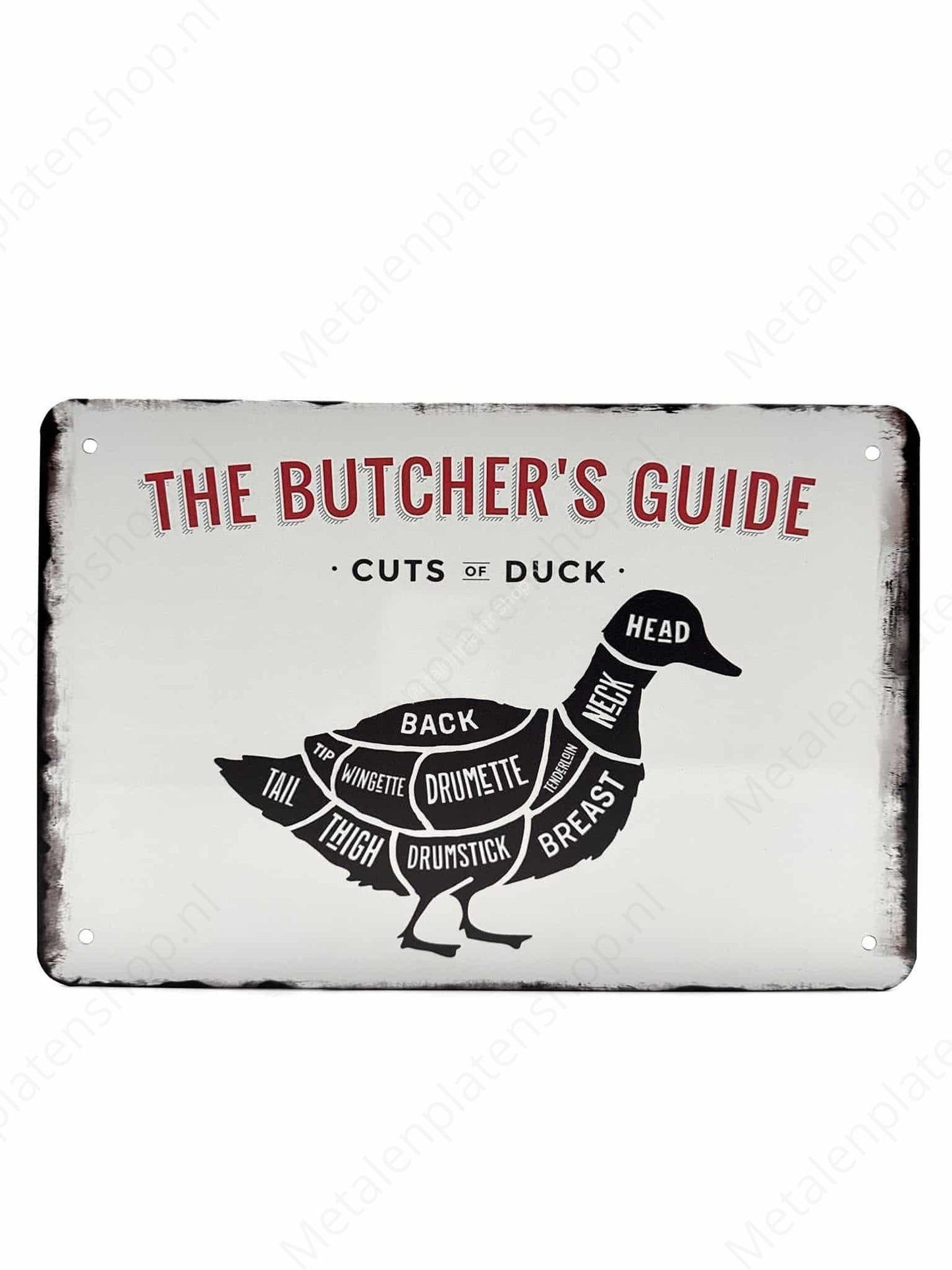 The Butcher's Guide - Cuts of Duck - Duck - Metal Wall Sign