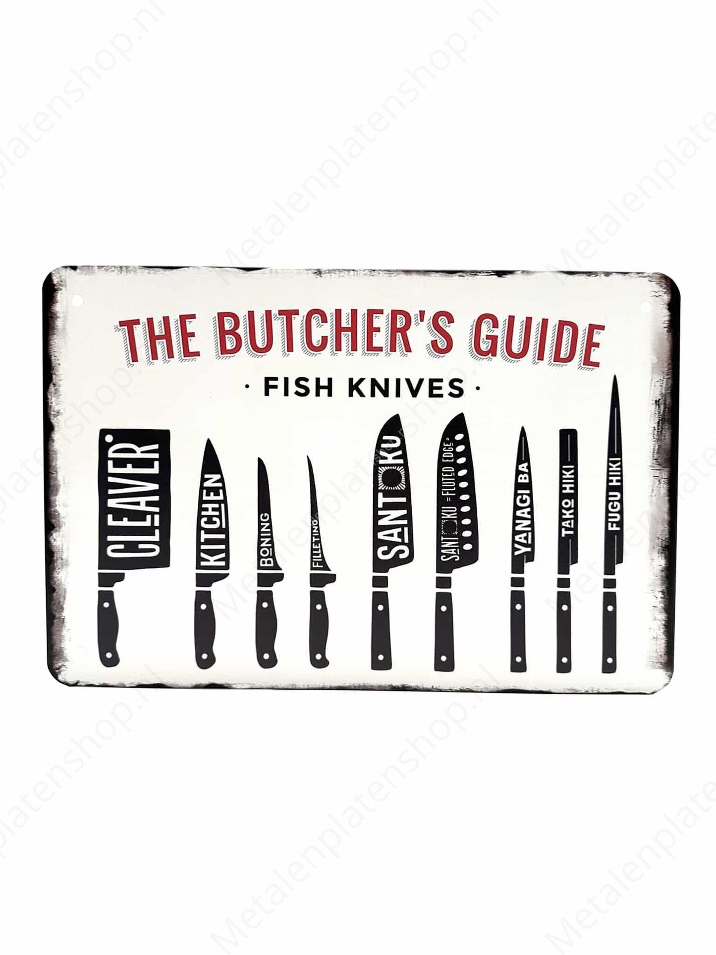 The Butchers Guide – Fischmesser – Metall-Wandschild