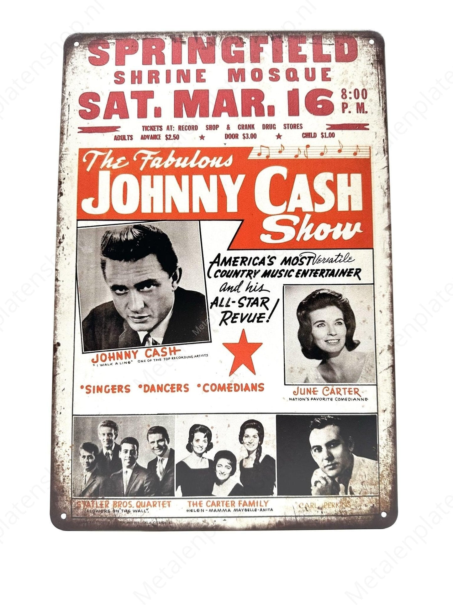 The fabulous Johnny Cash show - Metalen Wandbord