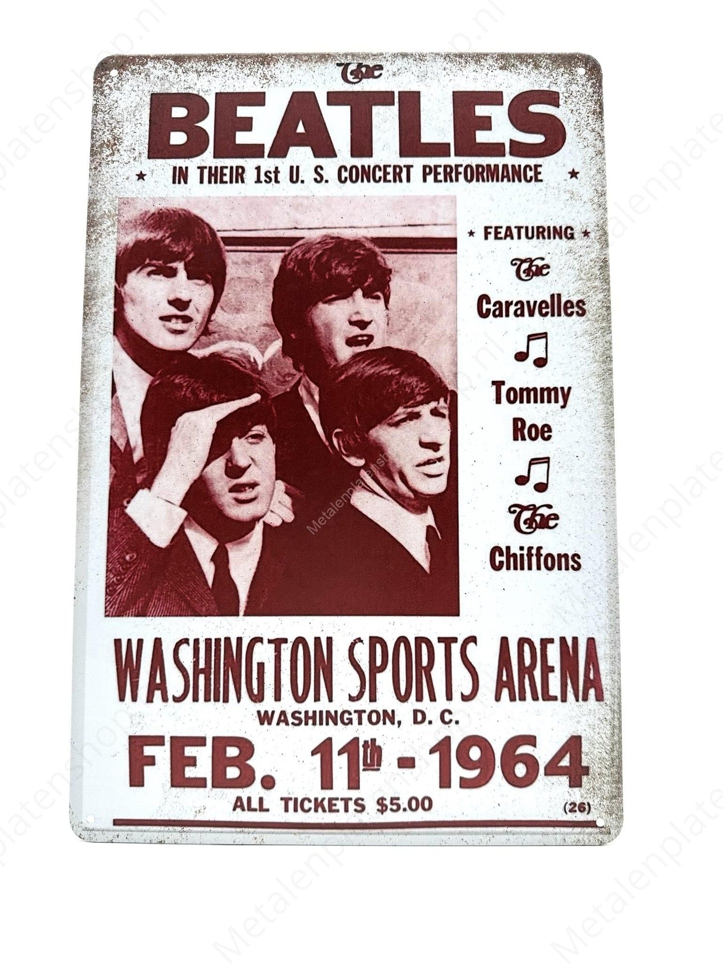 The Beatles - In their 1st US concert performance - Metal Wall Sign