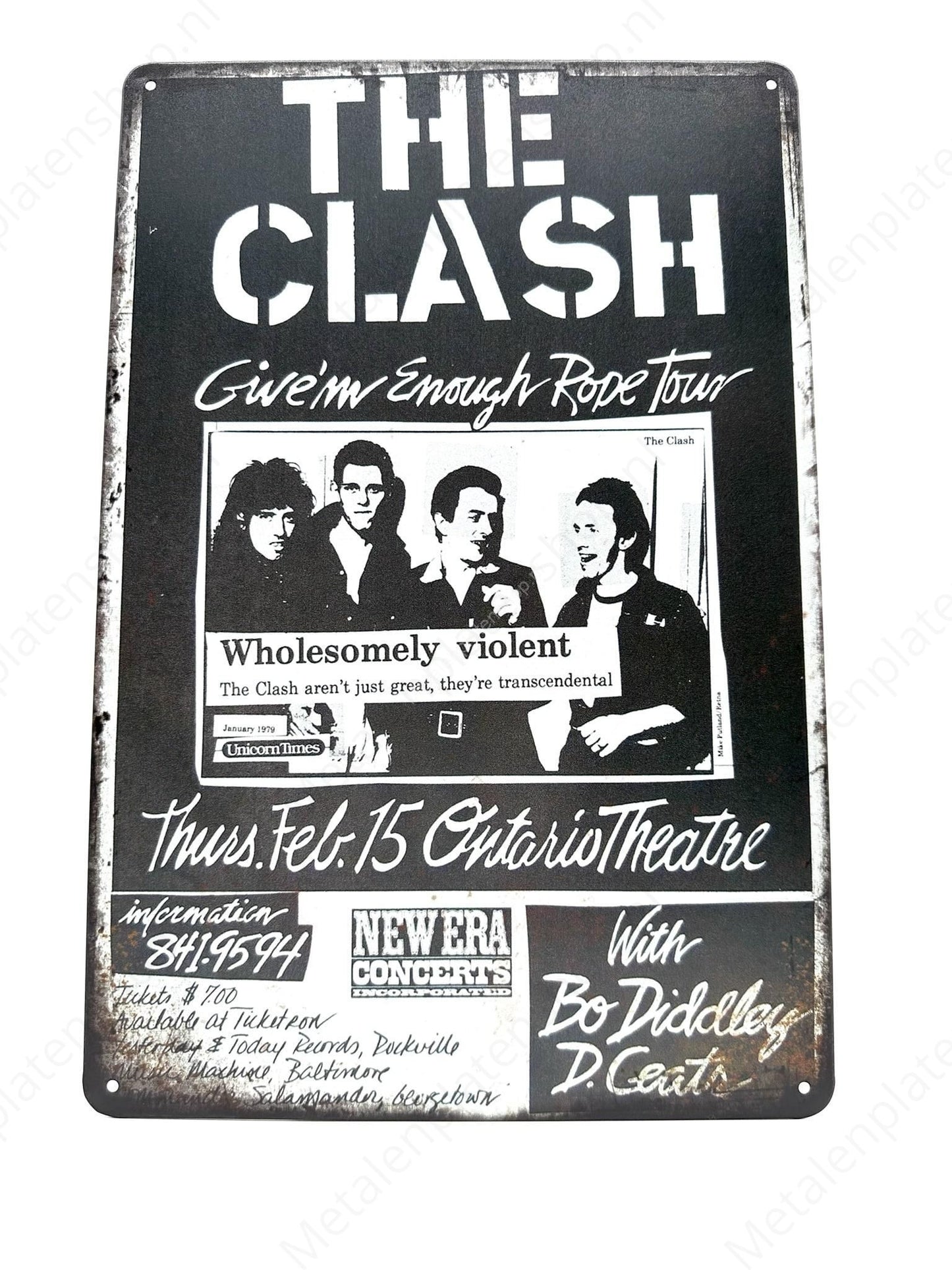 The Clash - Give'm enough rope - Metal Wall Sign
