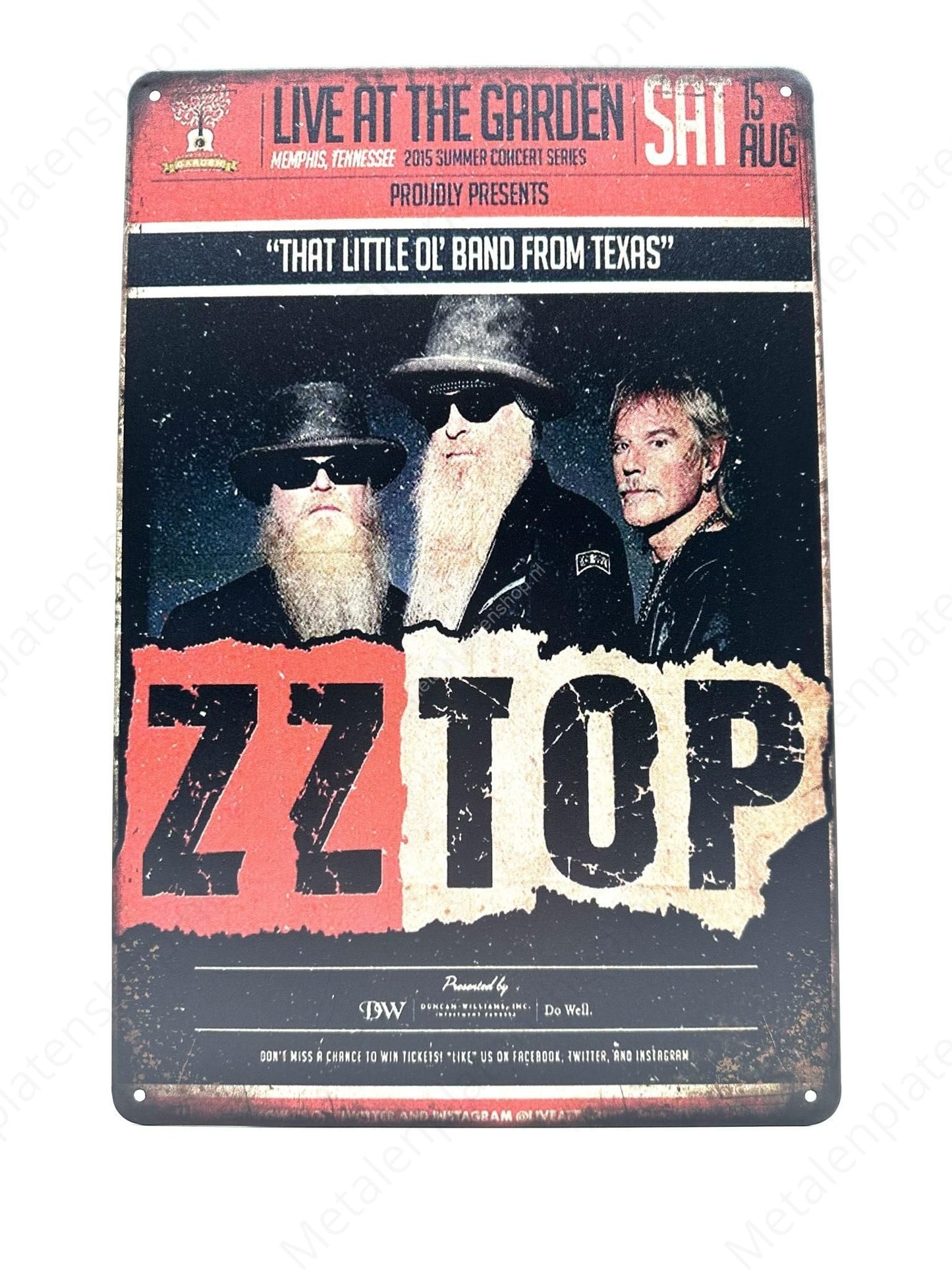 ZZ TOP - Leave at the Garden - Metallwandschild